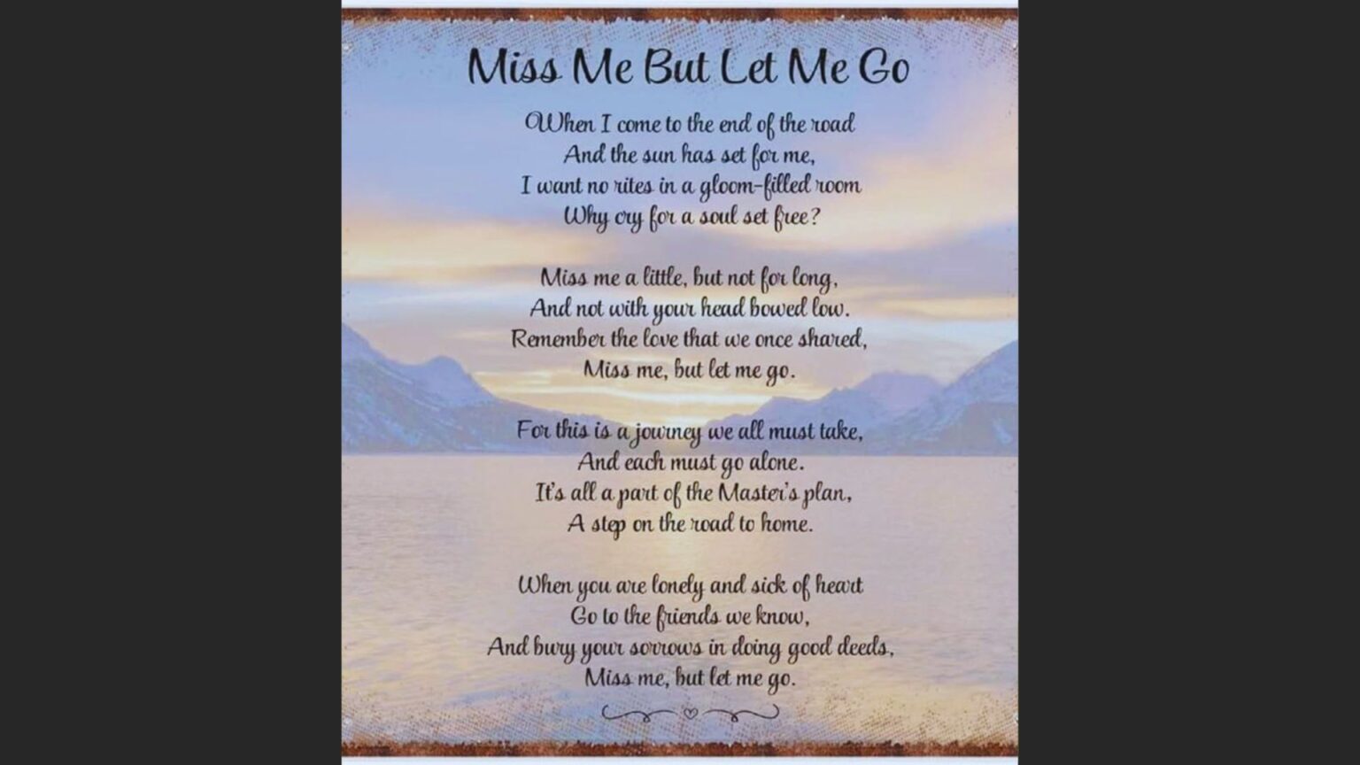 Miss Me But Let Me Go Poem for Funerals Explained - RememberedLore