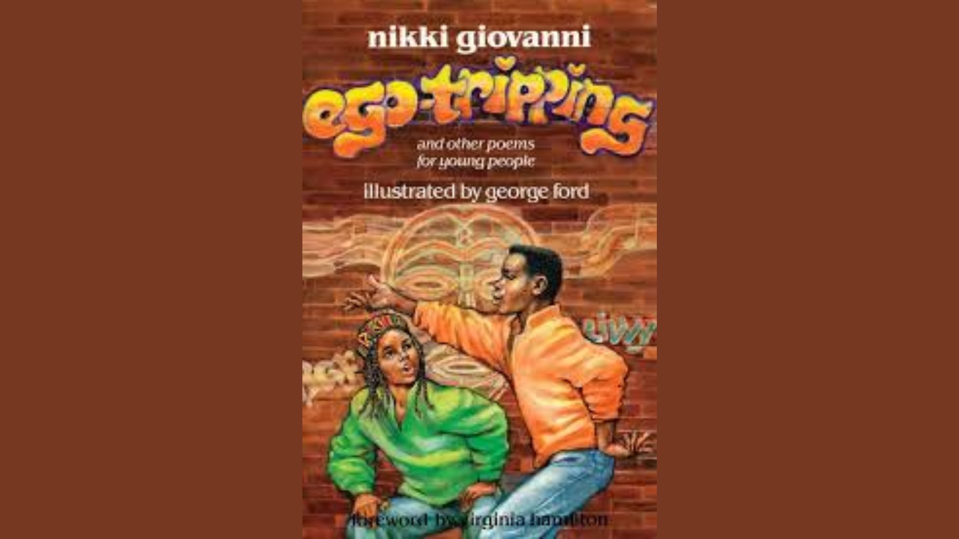 Illustrated book cover of "anangipi," featuring vibrant colors and intricate designs that reflect the book's themes.