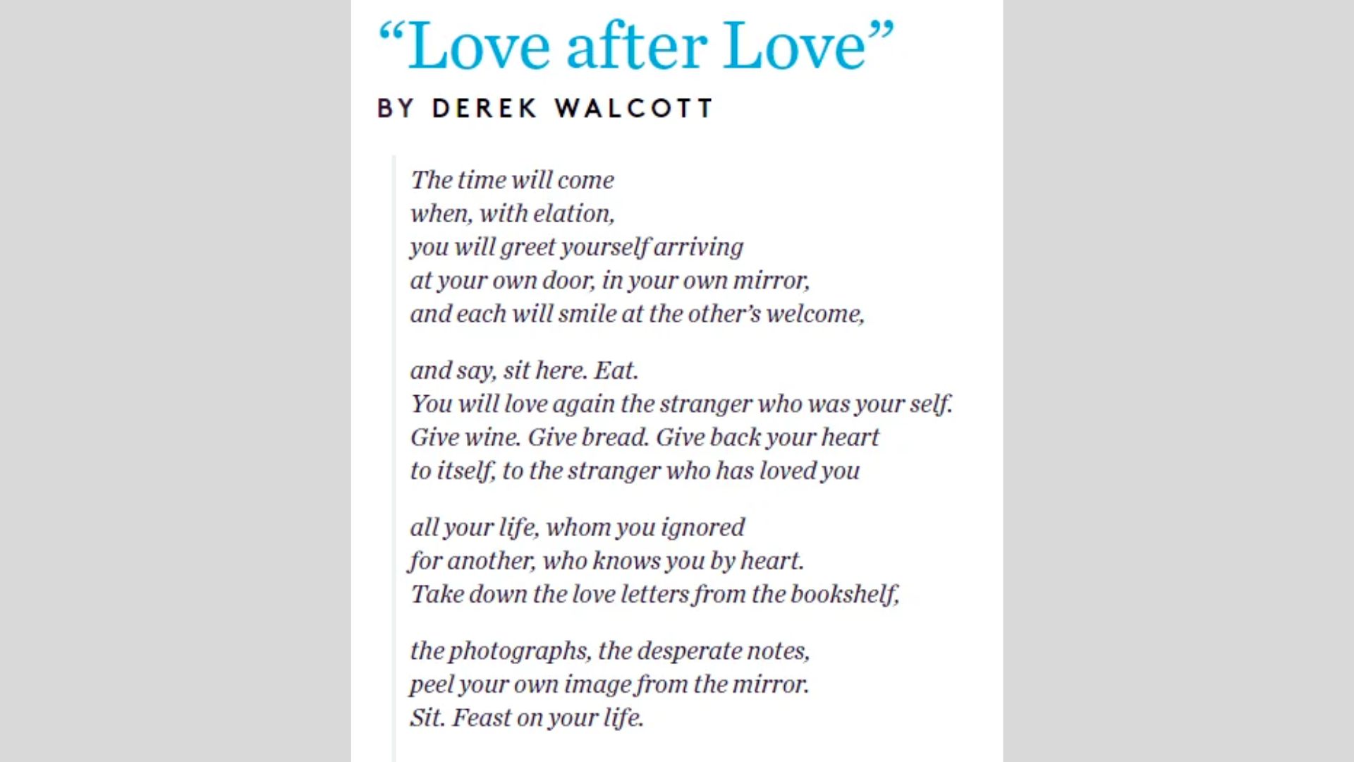 Cover of "Love After Love" by Dee Walcott, featuring a serene landscape with warm colors and a couple embracing.