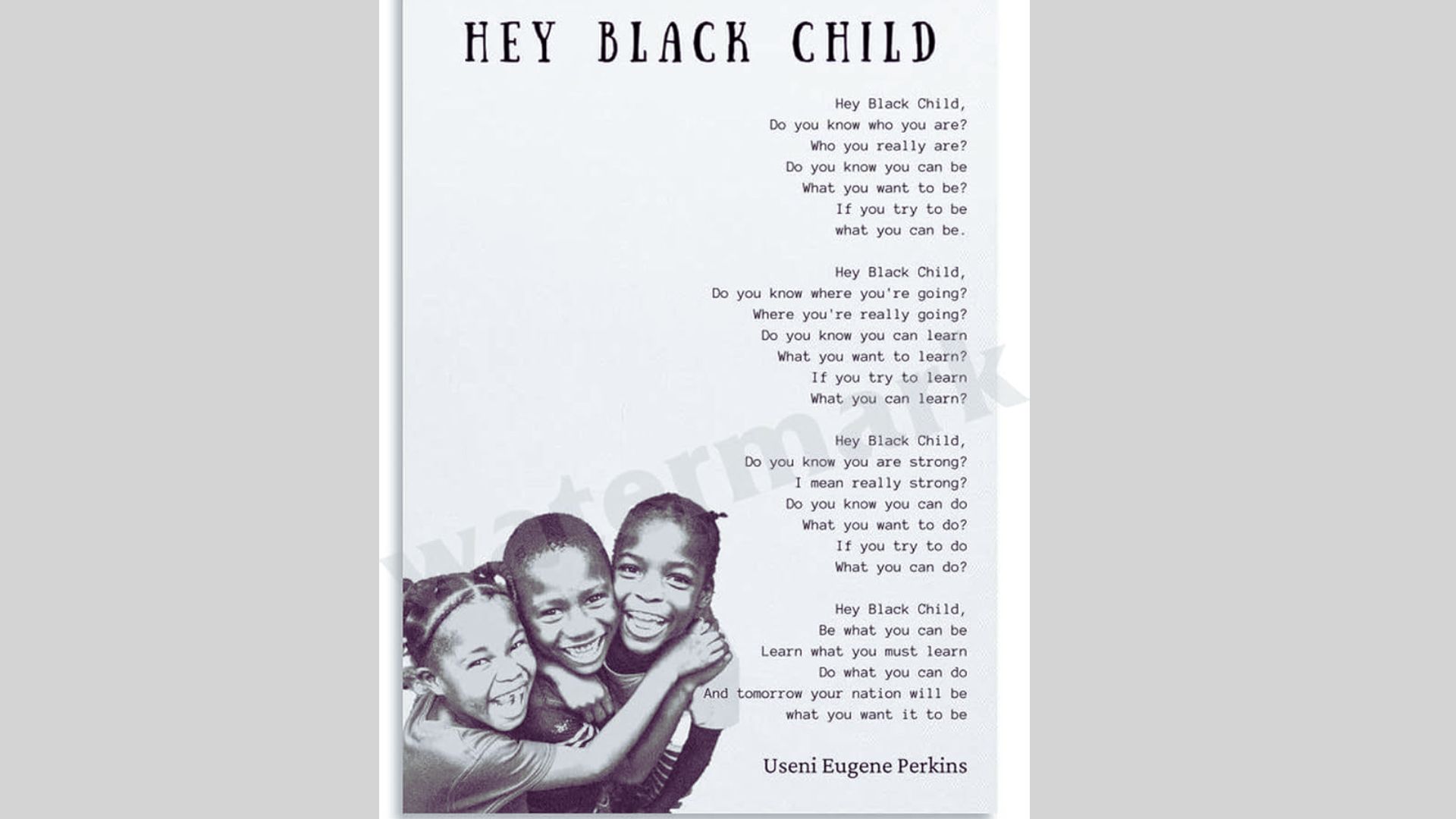 Poem celebrating the resilience and beauty of Black children.