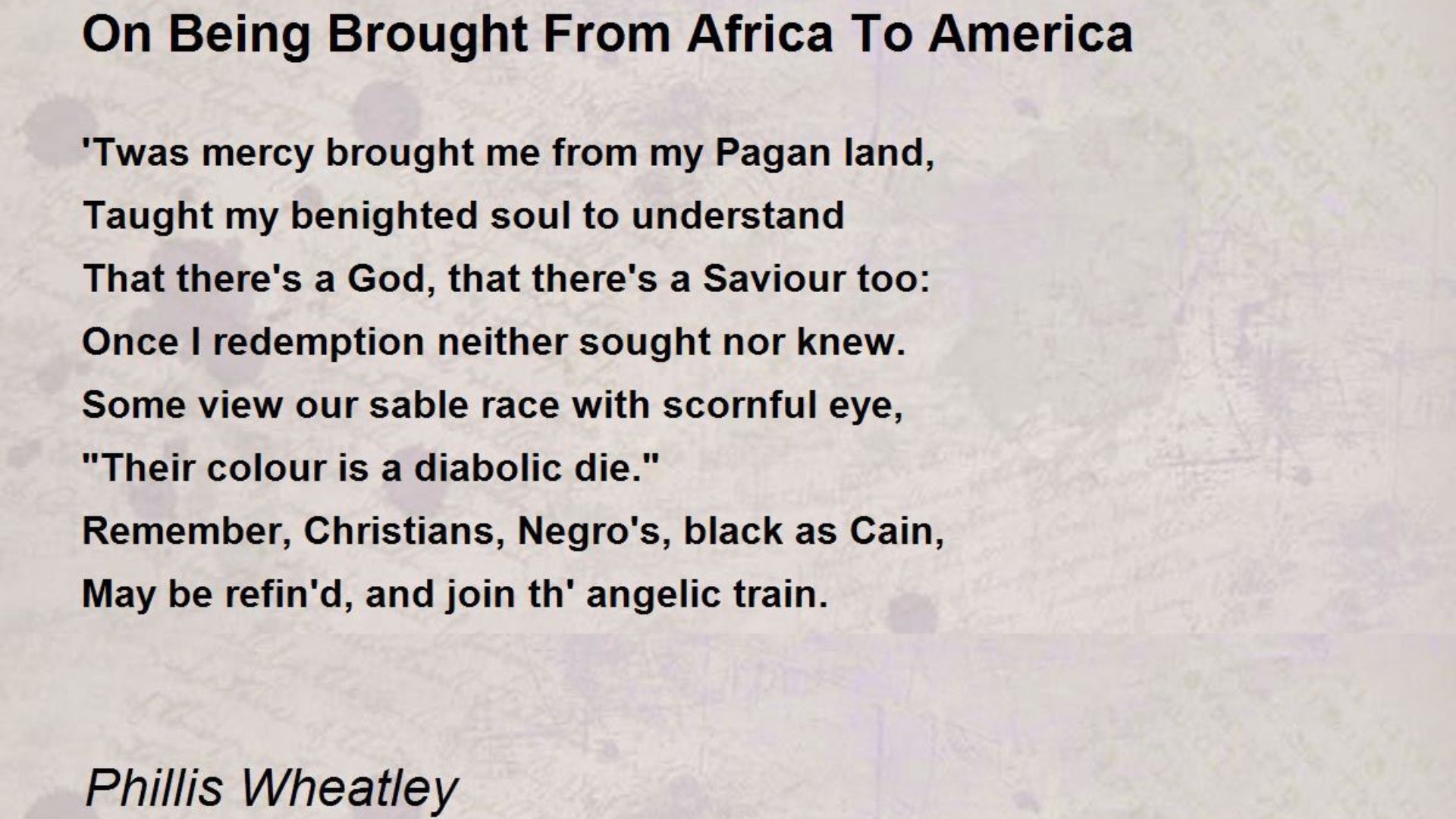 On Being Brought from Africa to America