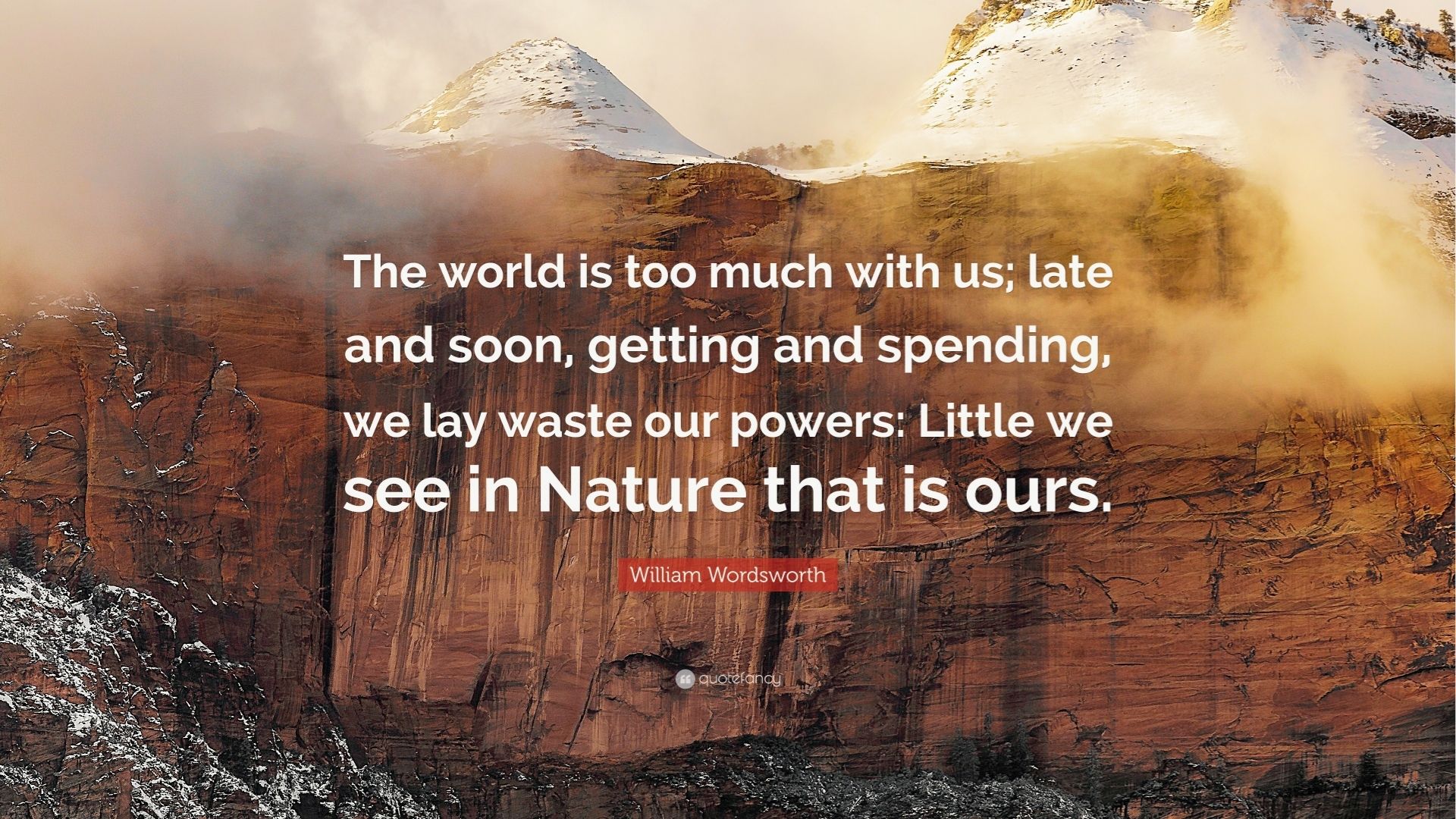 A reflective image illustrating consumerism's impact on society, emphasizing the phrase "the world is too much with us."