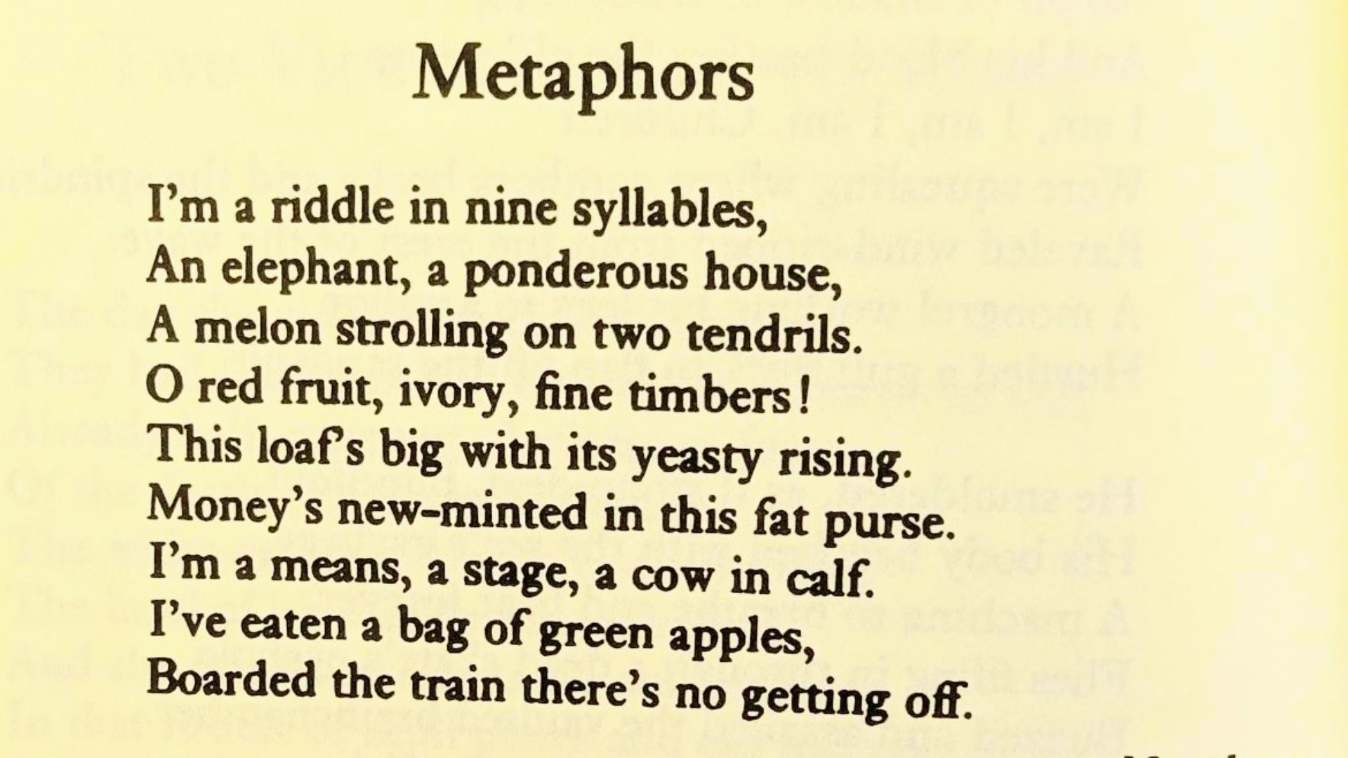 Sylvia Plath poem Metaphors using extended metaphor to describe pregnancy.