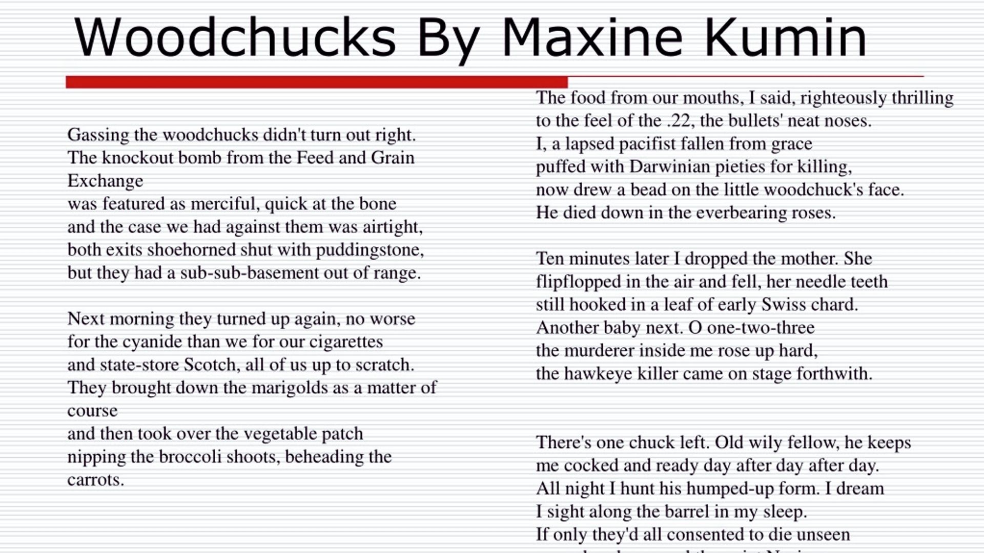 A book cover of "Woodchucks" by Maxine Kumin featuring a serene landscape with woodchucks in their natural habitat.