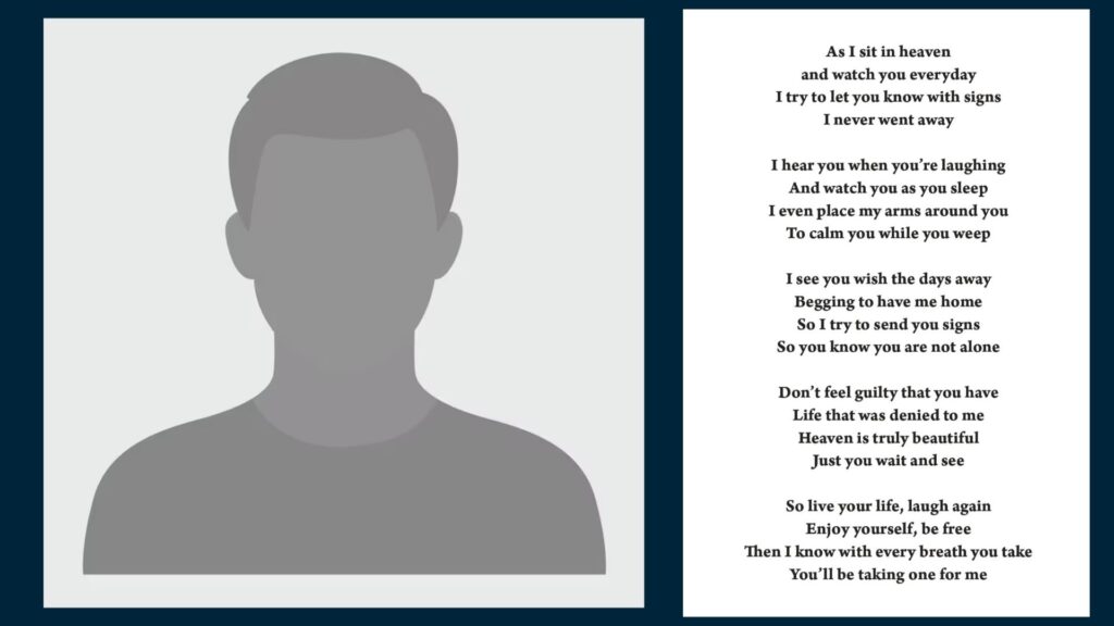 A heartfelt poem expressing grief and remembrance for a man mourning the loss of his beloved wife.