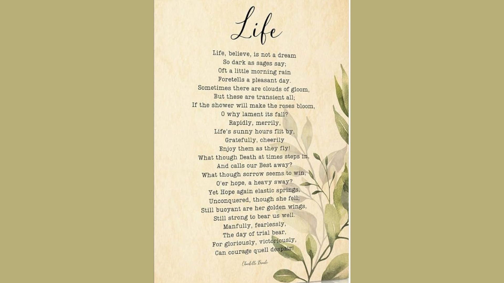 “Life” by Charlotte Brontë is one of the Best Graduation Poems