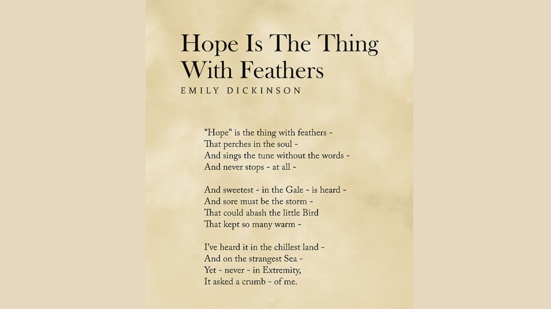 “Hope Is the Thing With Feathers” by Emily Dickinson is one of the Best Graduation Poems