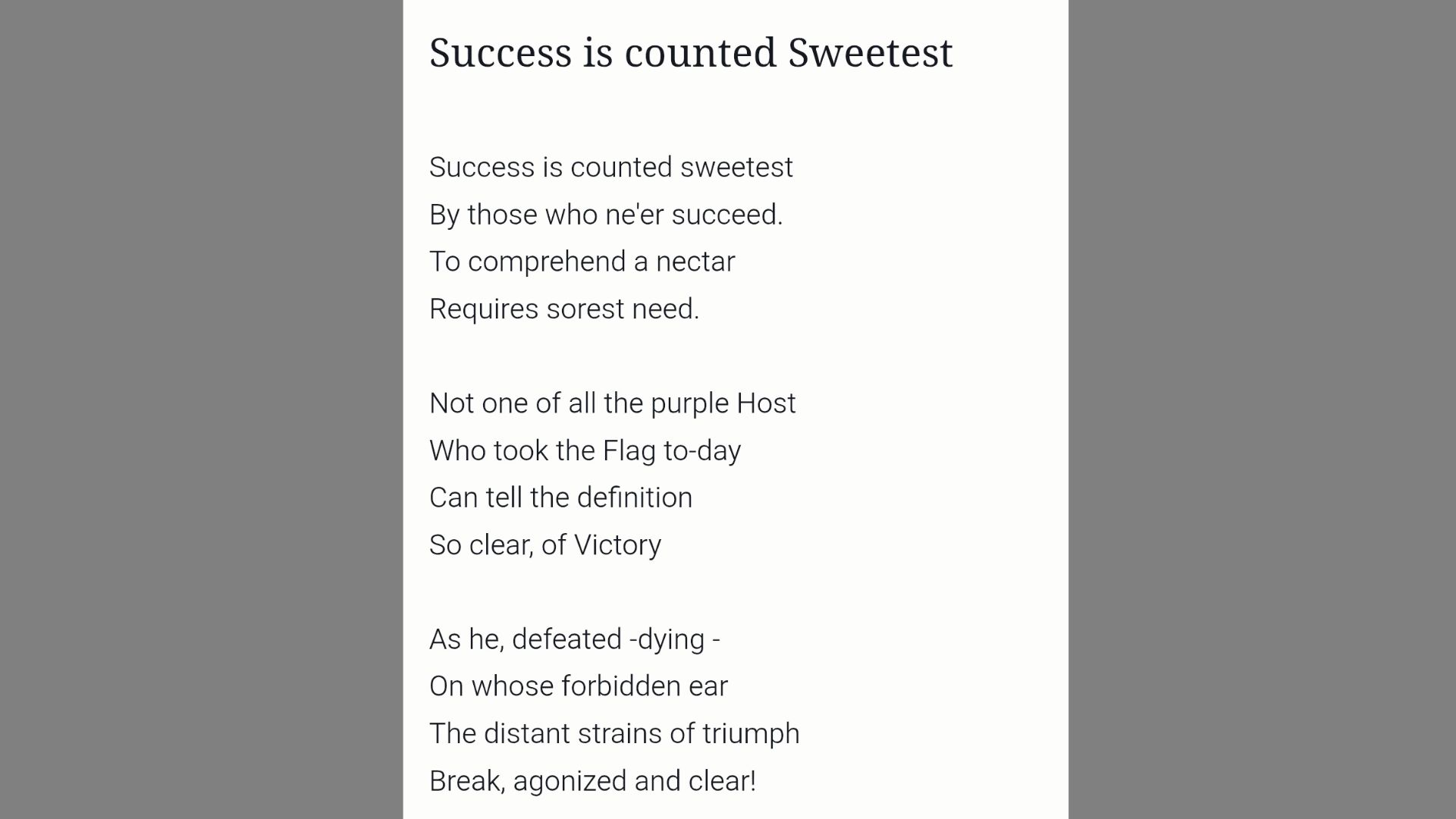 “Success Is Counted Sweetest” by Emily Dickinson is one of the Best Graduation Poems