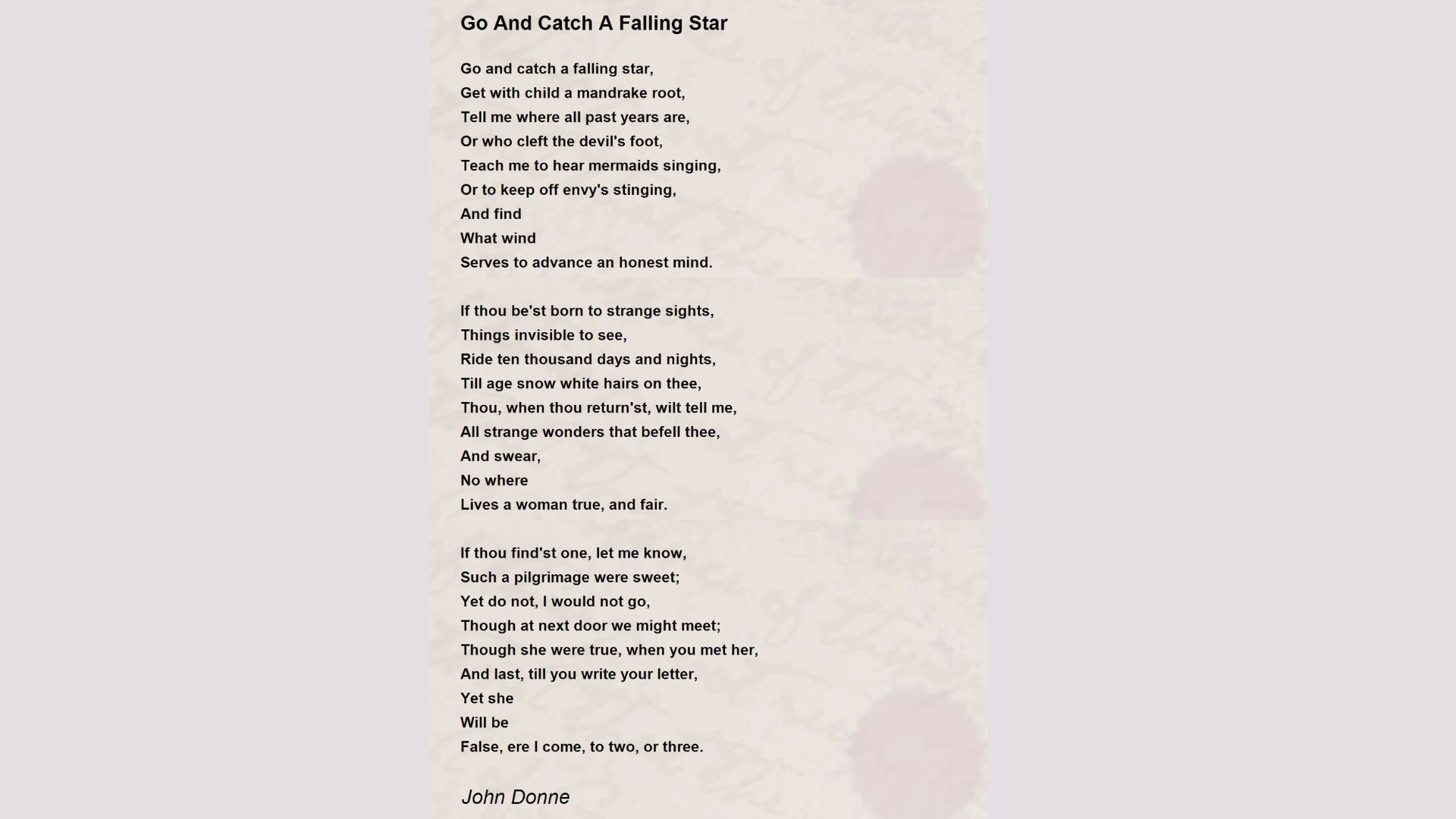 “Go and Catch a Falling Star” by John Donne is one of the Best Graduation Poems