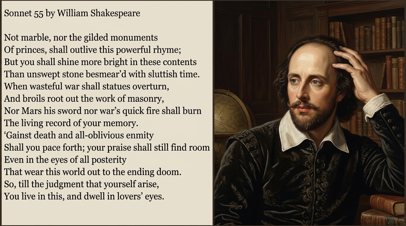 image of William Shakespeare and his poem.