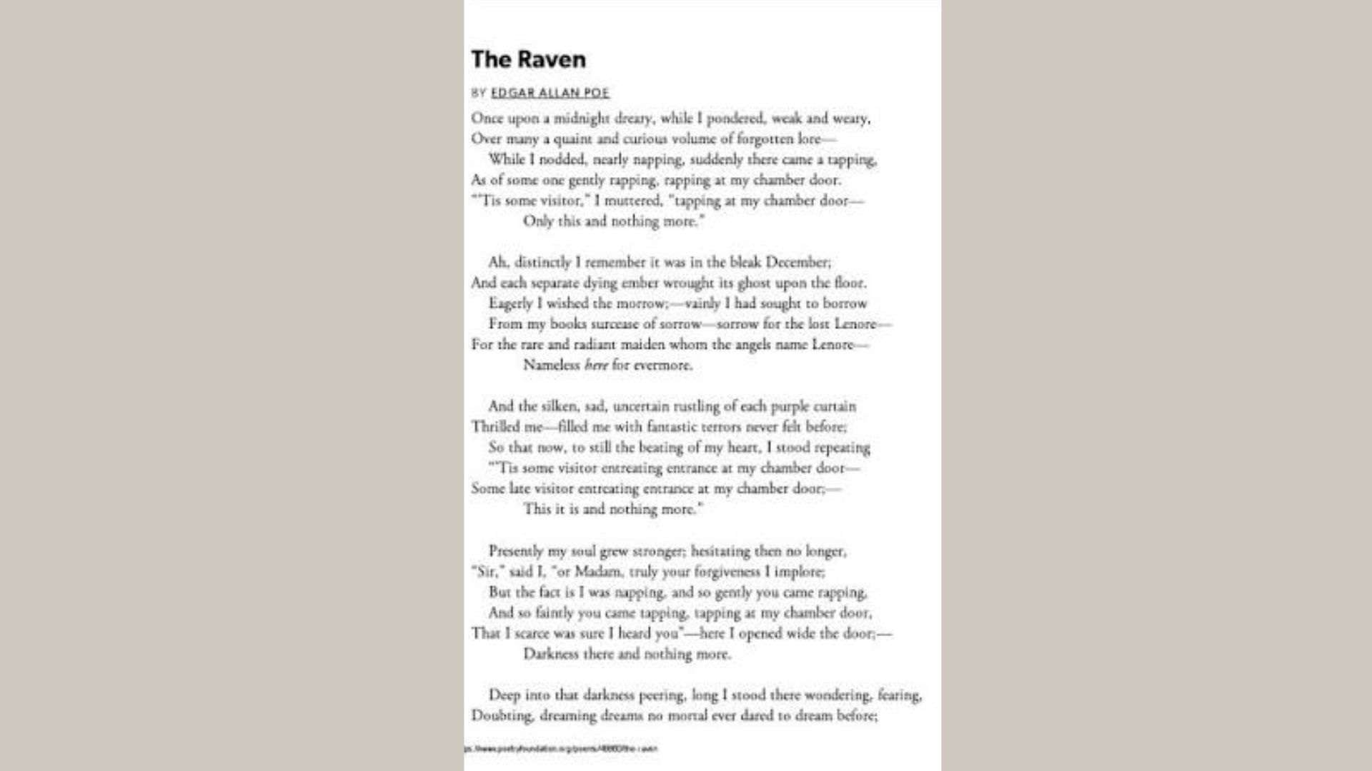 The Raven: Edgar Allan Poe is one of the best dark poems