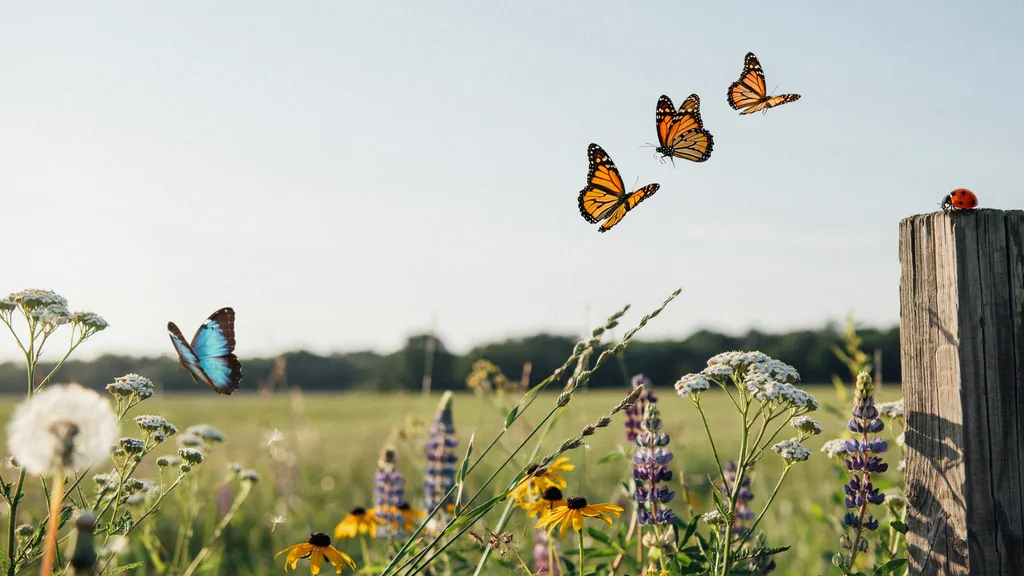butterflies in an open field.