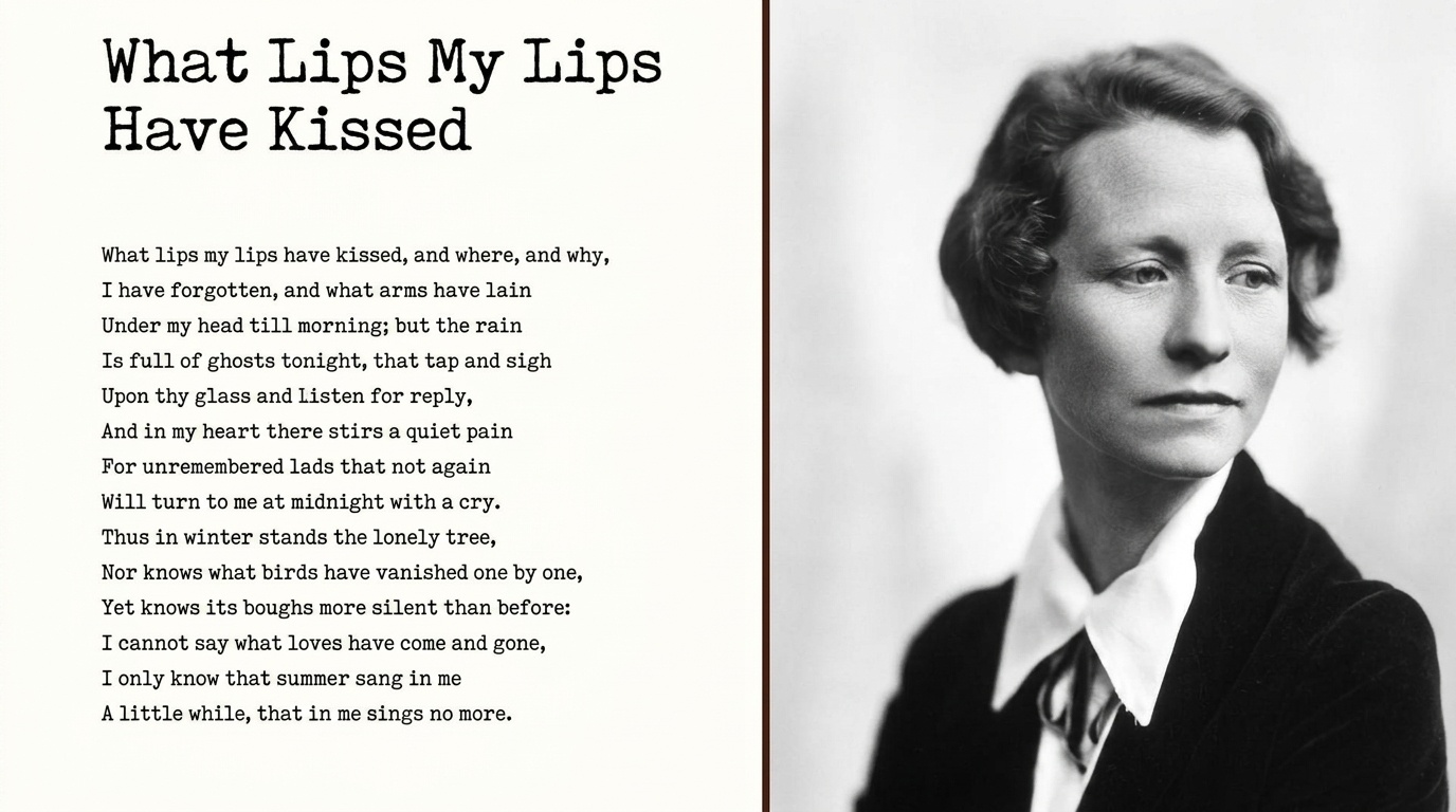 image of Edna St. Vincent Millay and her poem.
