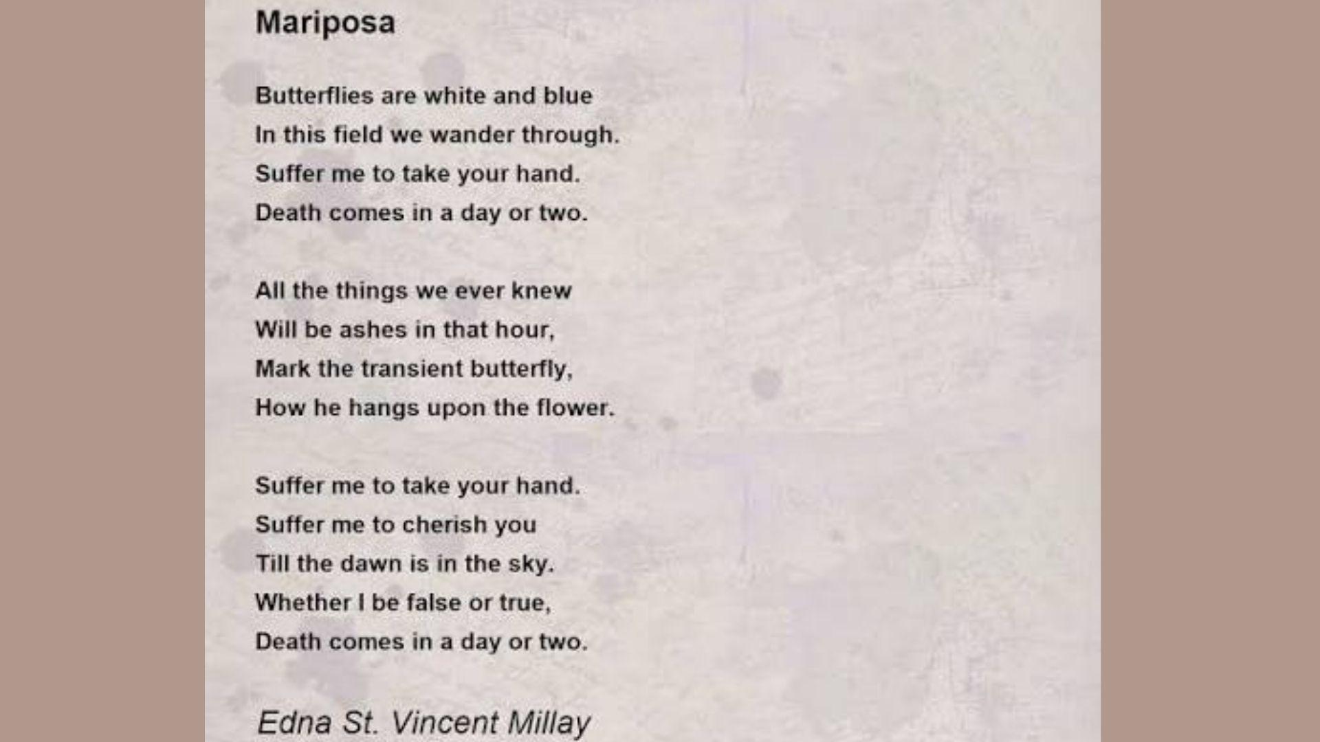poem by Edna St. Vincent Millay.