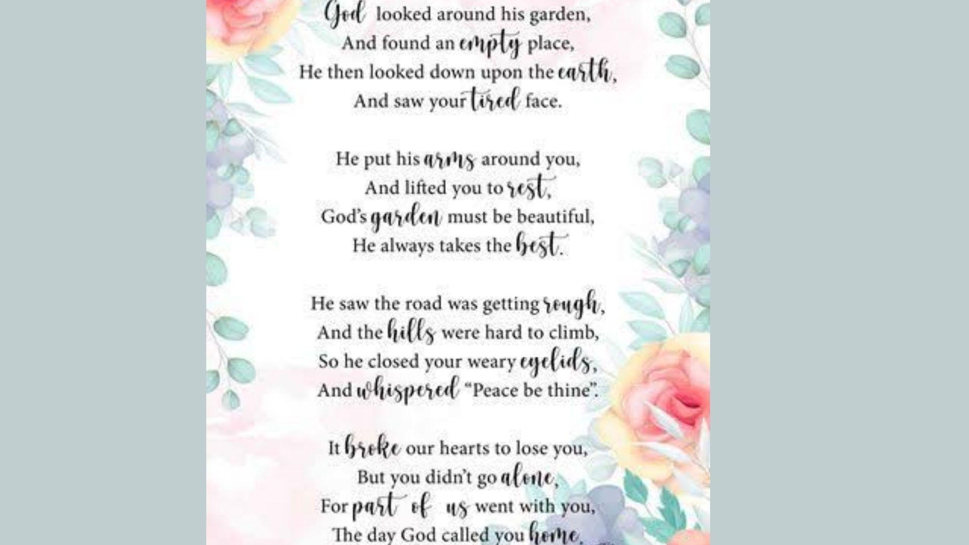 God's Garden is one of the best Best Sympathy Poems for Every Loss