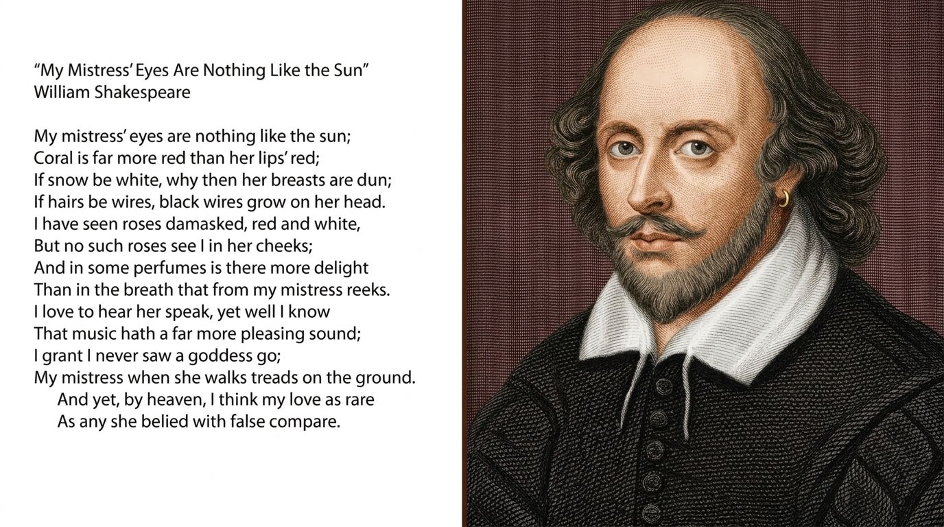 image showing William Shakespeare and his poem.