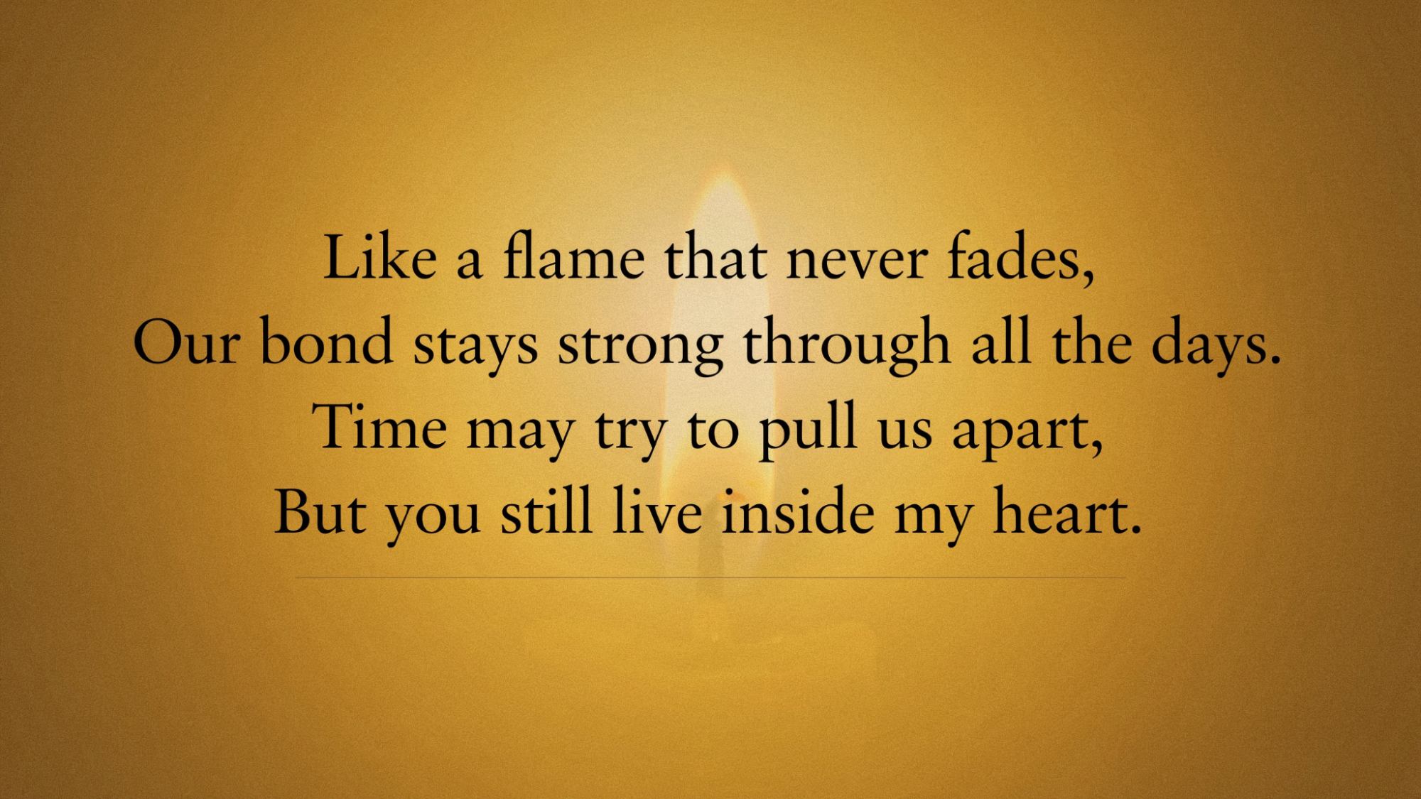 Golden glow typography poster describing a friendship that never fades over time.
