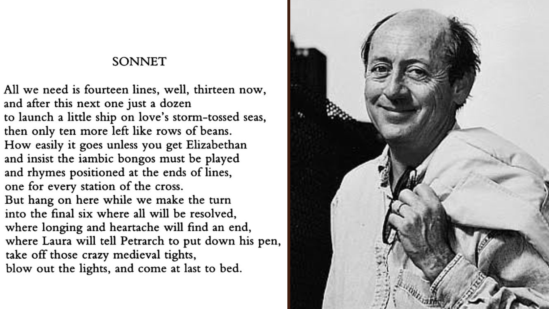 image of Billy Collins and his sonnet poem.