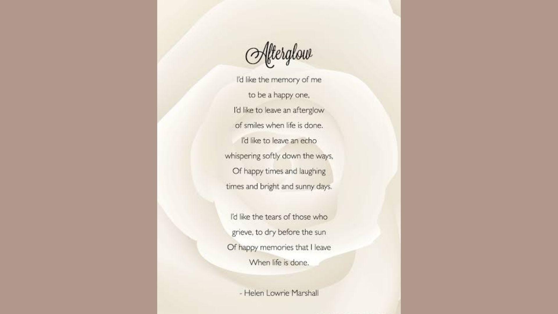 Afterglow poem by Helen Lowrie Marshall.