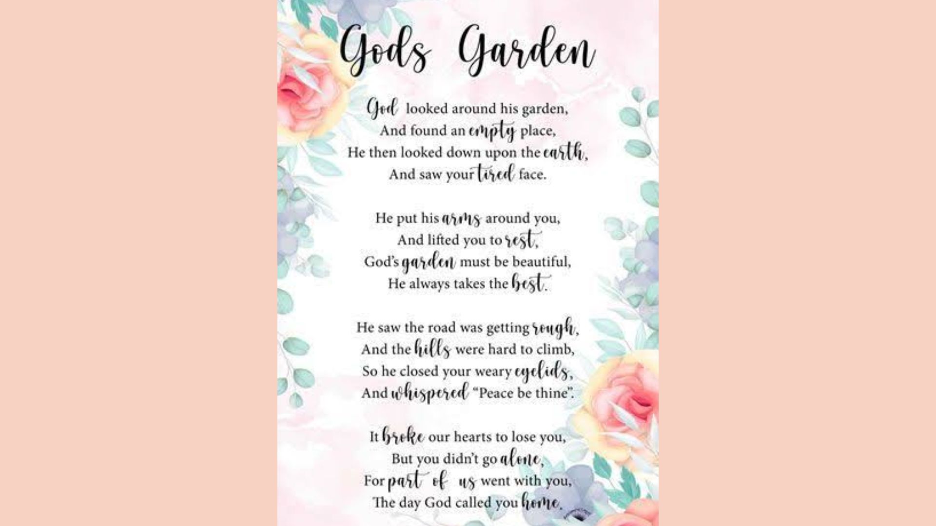God's Garden by Melissa Shreve is one of the best Goodbye Poems About Death