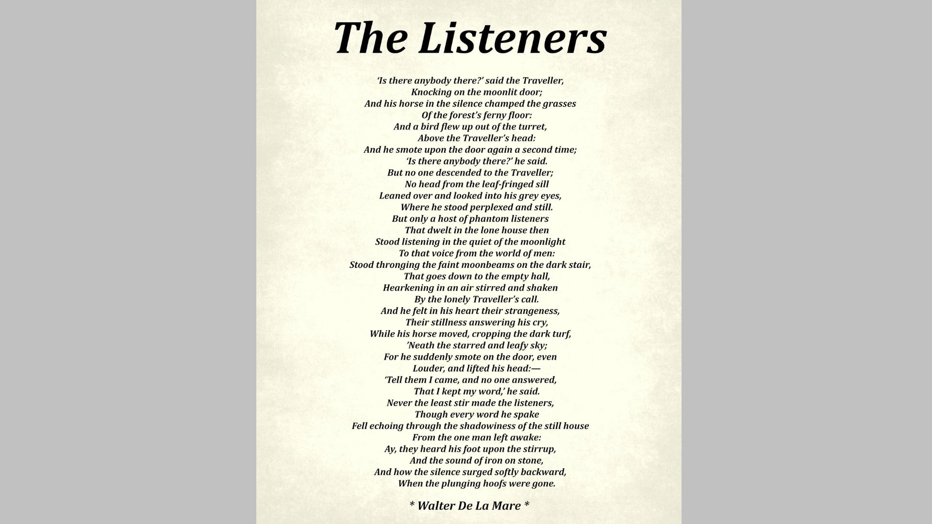 The Listeners: Walter de la Mare is one of the best dark poems