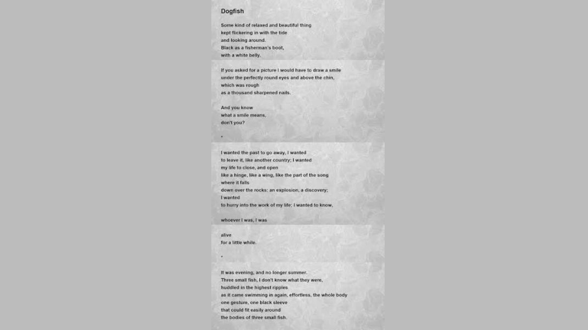 "Dogfish" is one of the Must-Read Poems of Mary Oliver