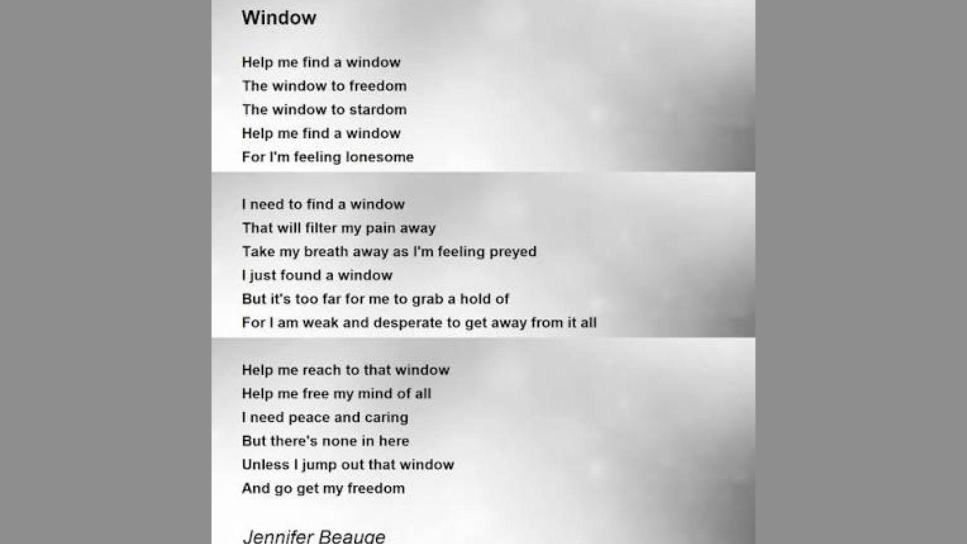 The Window is one of the best Best Sympathy Poems for Every Loss