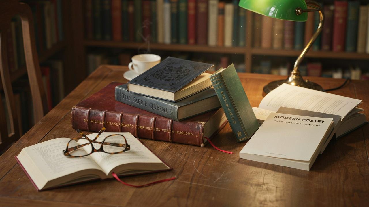 Collection of books by famous sonnet writers and influential poets.