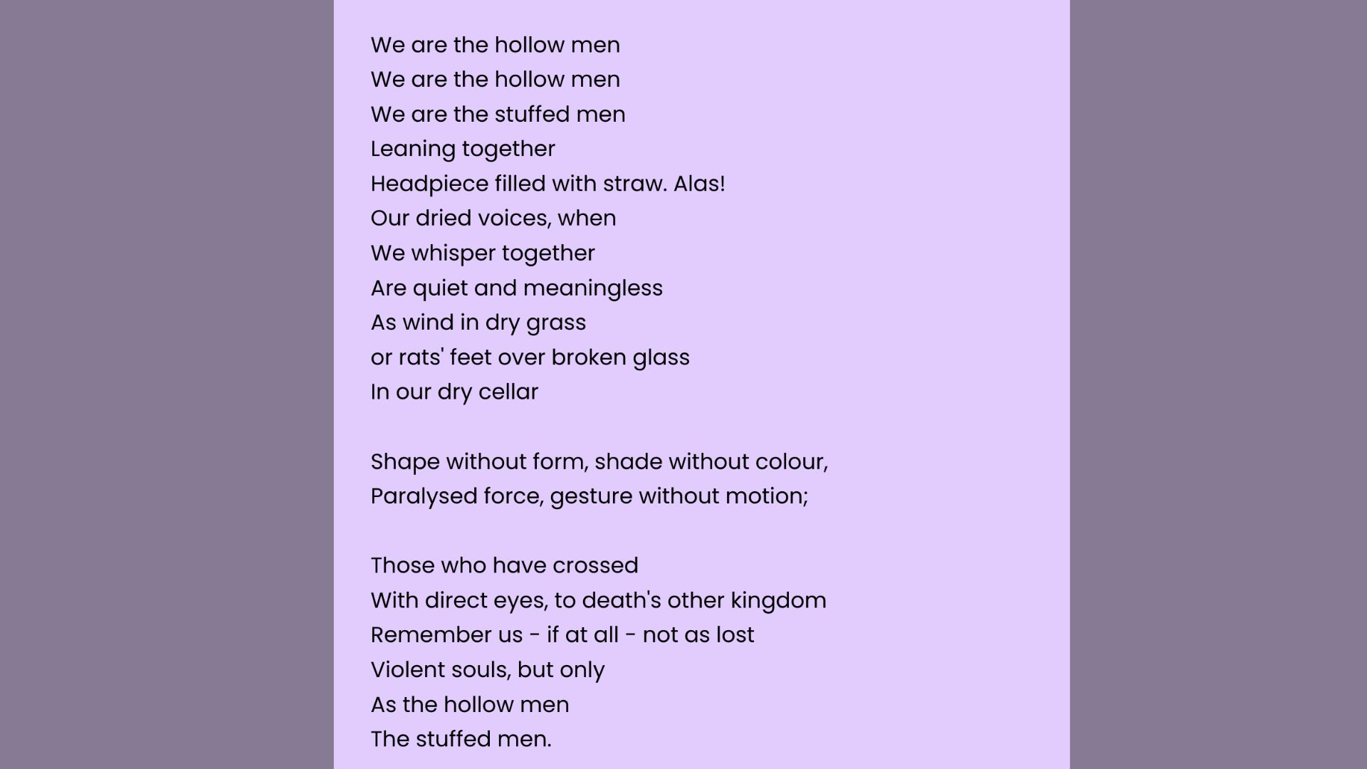 The Hollow Men: T. S. Eliot is one of the best dark poems