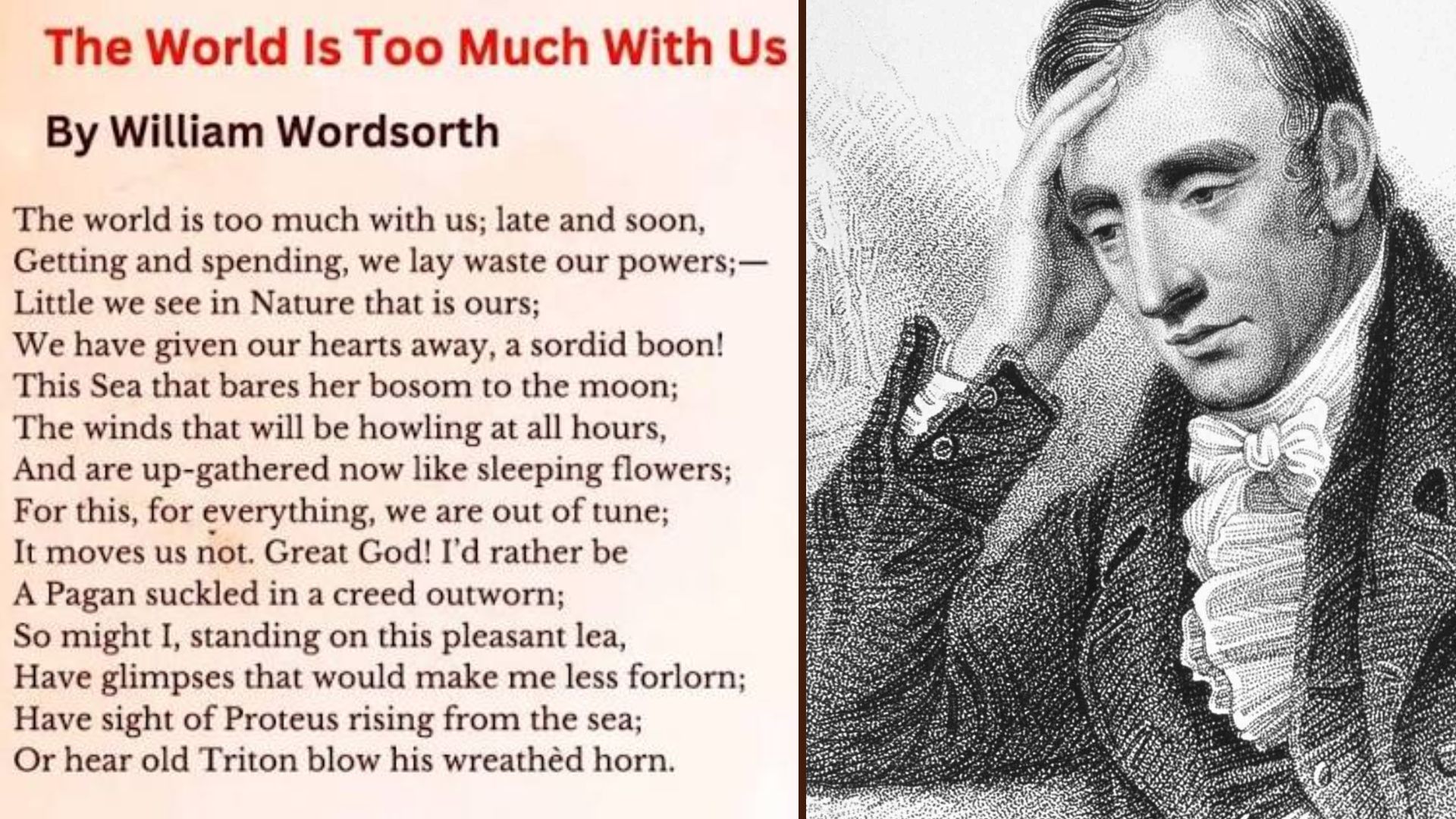 “The World Is Too Much With Us by William Wordsworth
