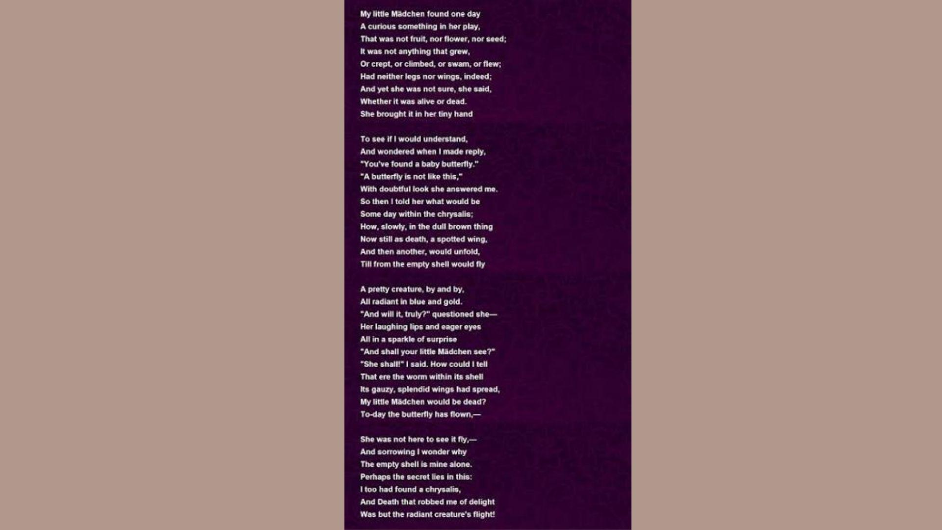 poem by Mary Emily Bradley