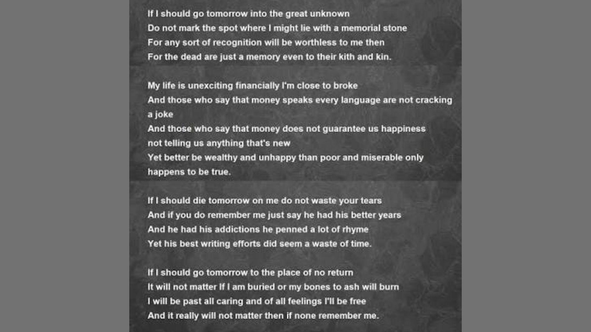 If I Should Go Tomorrow is one of the best Best Sympathy Poems for Every Loss