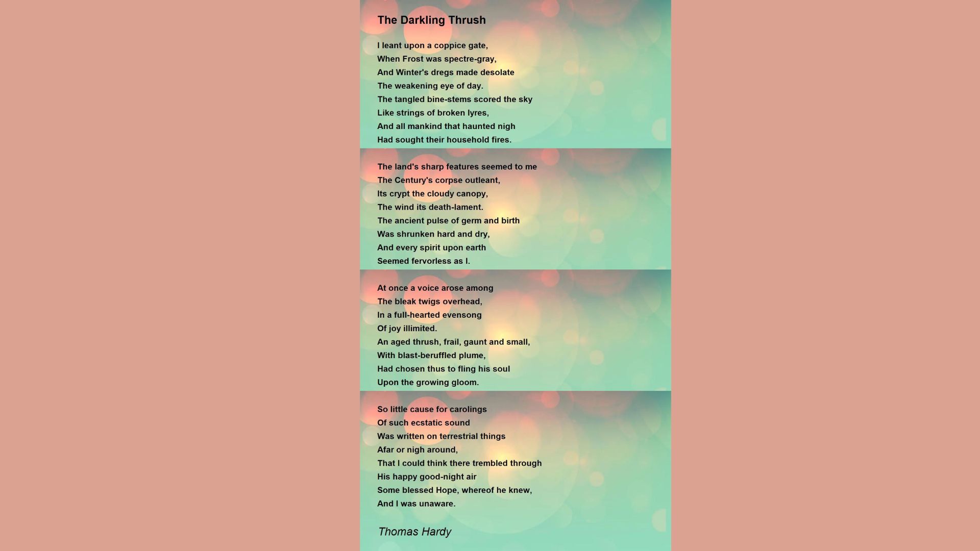 The Darkling Thrush: Thomas Hardy is one of the best dark poems