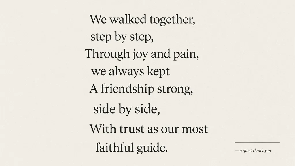 Modern typography poster about walking through life together in friendship.