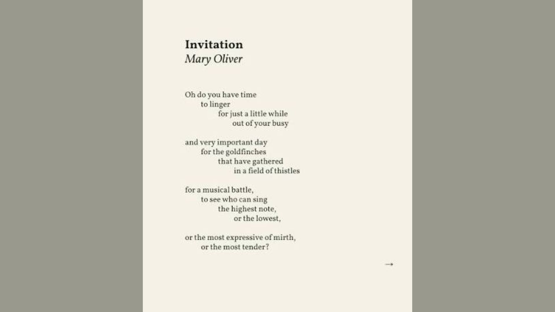 "Invitation" is one of the Must-Read Poems of Mary Oliver