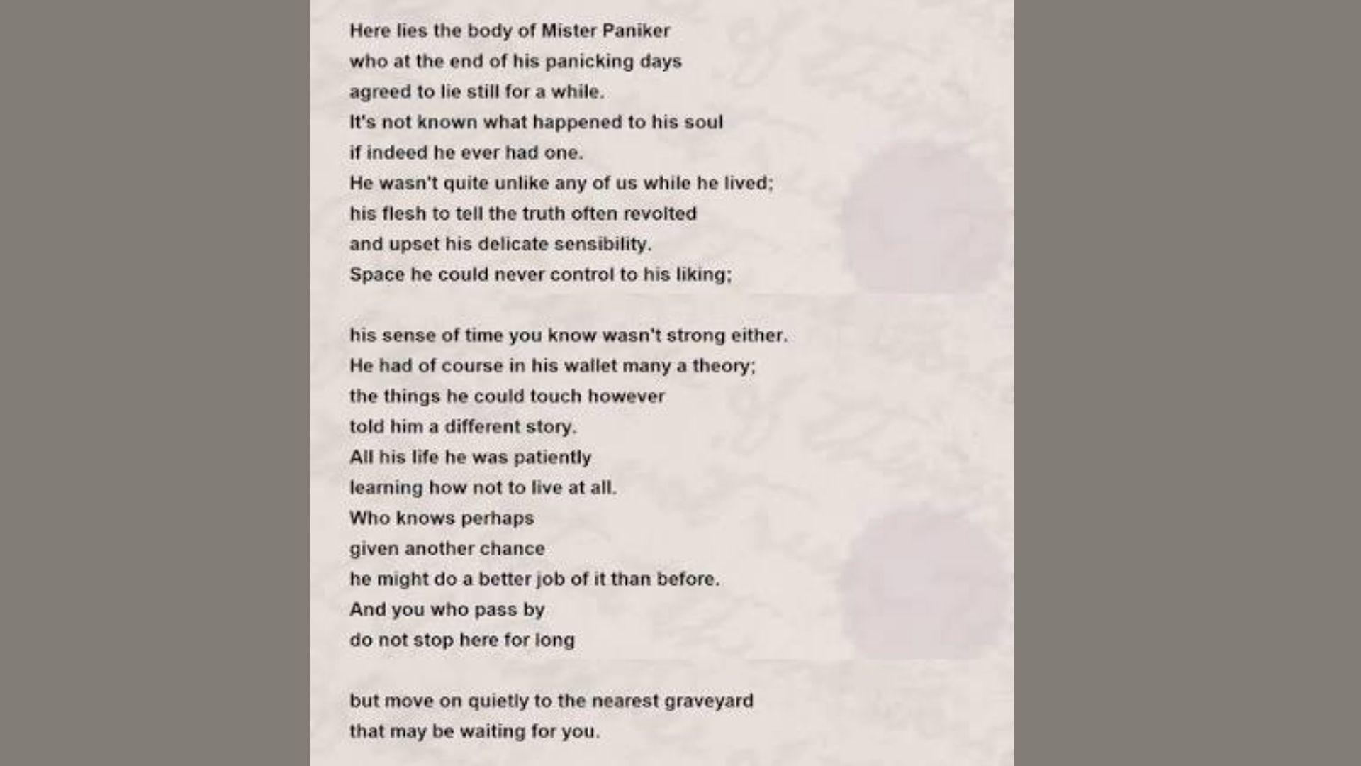Epitaph is one of the best Best Sympathy Poems for Every Loss