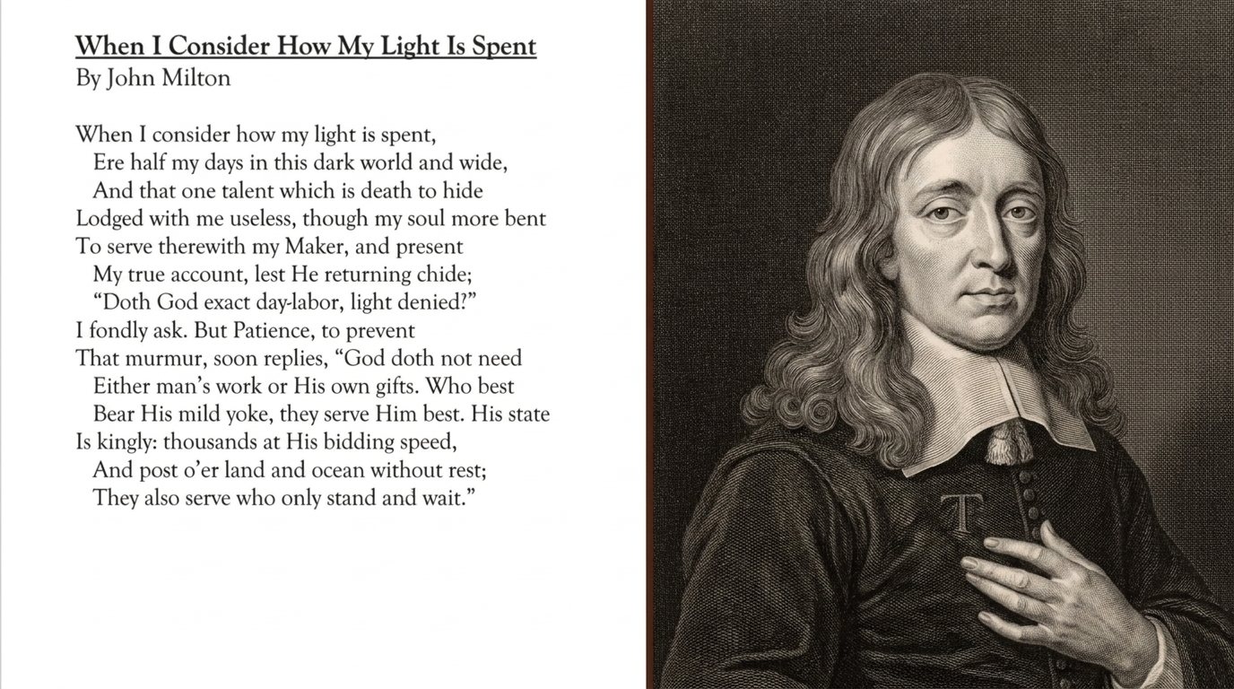 image showing John Milton and his poem.