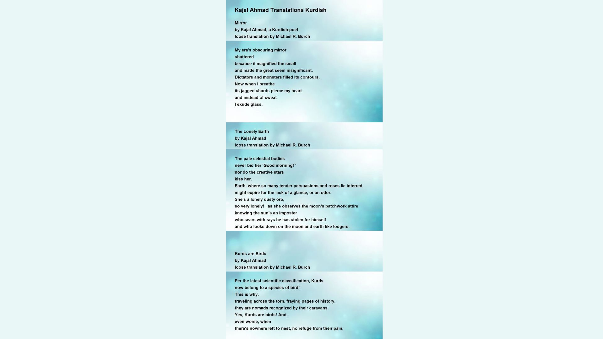 Mirror: Kajal Ahmad is one of the best dark poems