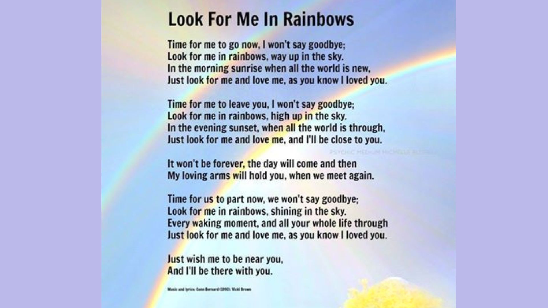 Look for Me in Rainbows is one of the best Best Sympathy Poems for Every Loss