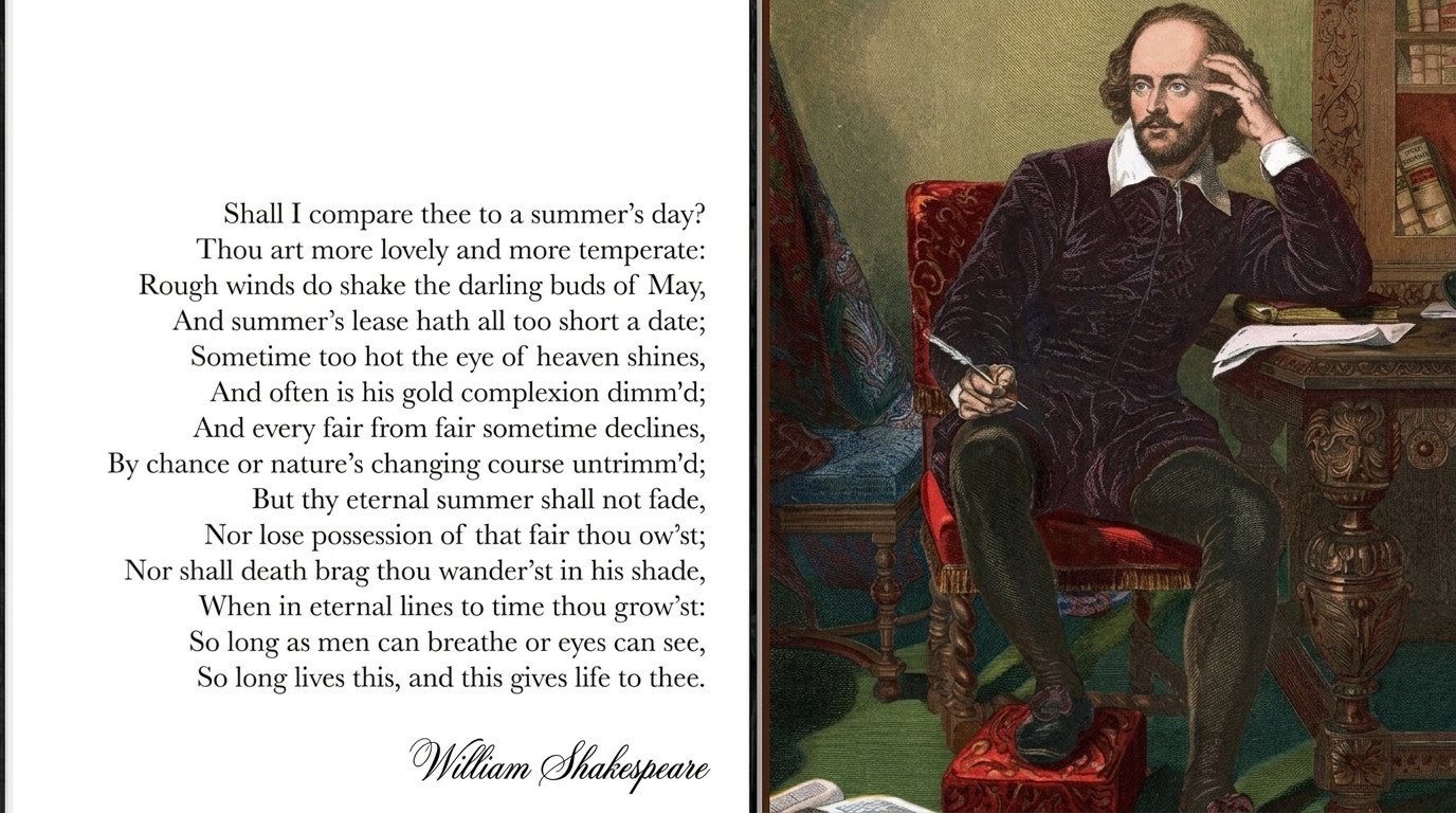 images of William Shakespeare and his poem.