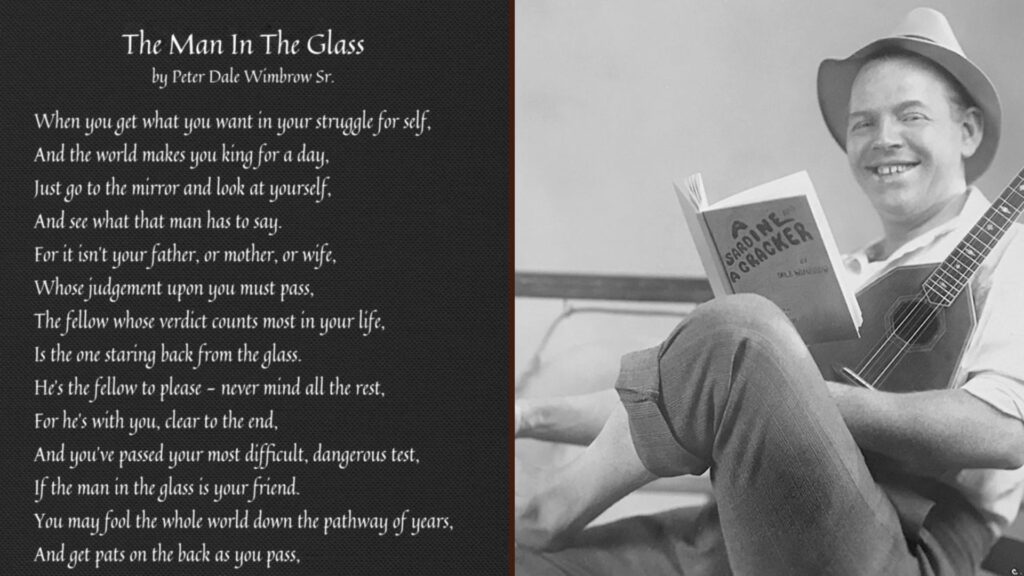 image of the poet Peter Dale Wimbrow and his poem.