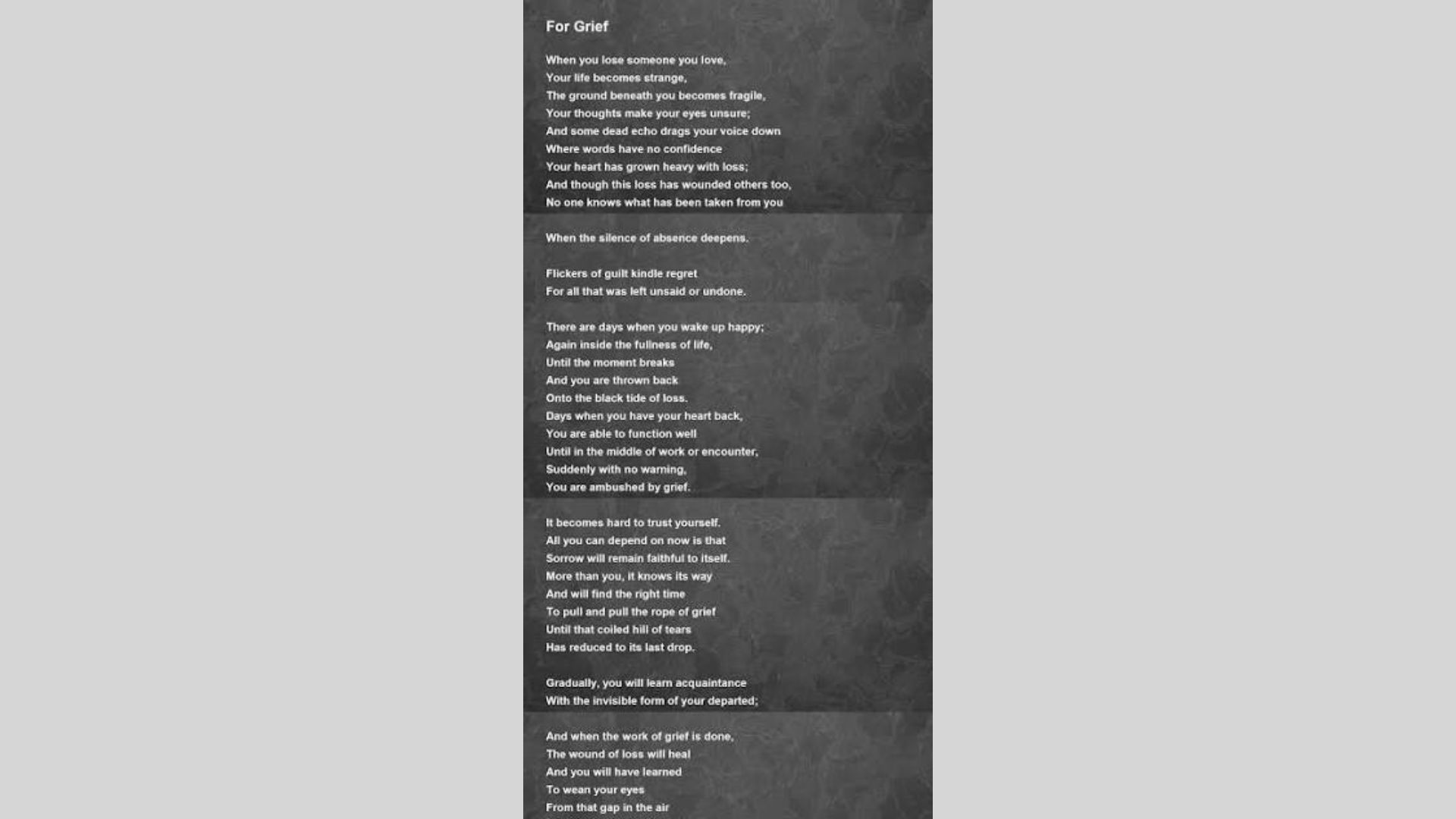 . For Grief by John O'Donohue is one of the best Goodbye Poems About Death