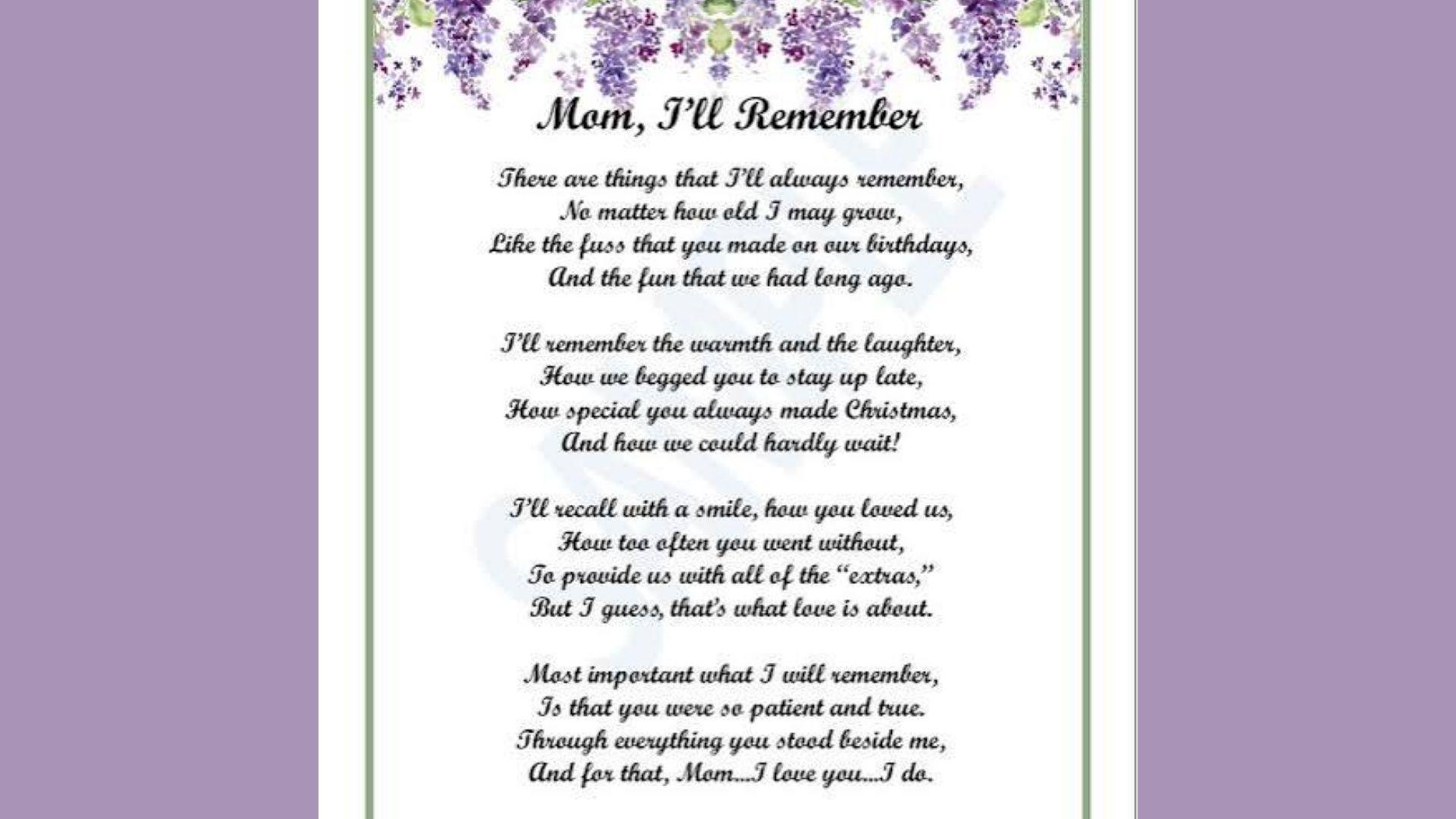 Remembering Mom is one of the best Best Sympathy Poems for Every Loss