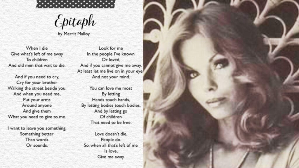Featured image showcasing the Poet and the Poem “Epitaph “ by Merrit Malloy.