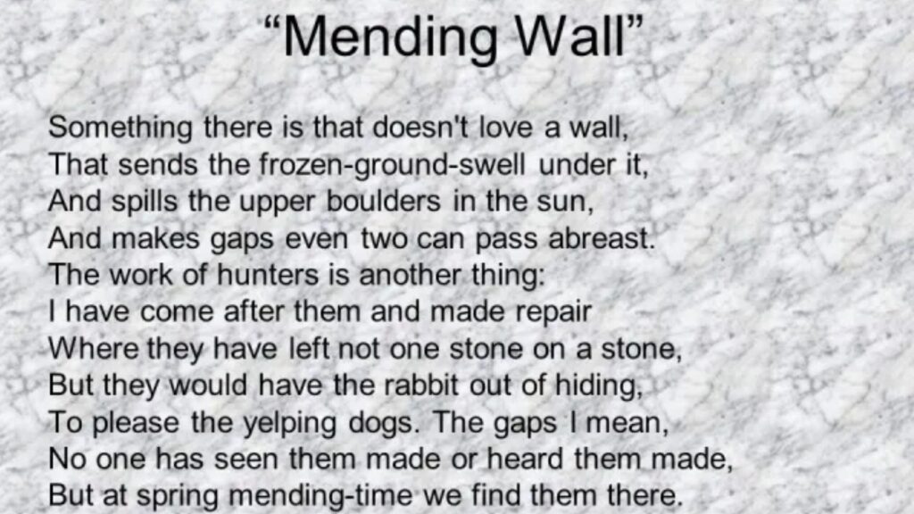 Full text of the poem “Mending Wall”.