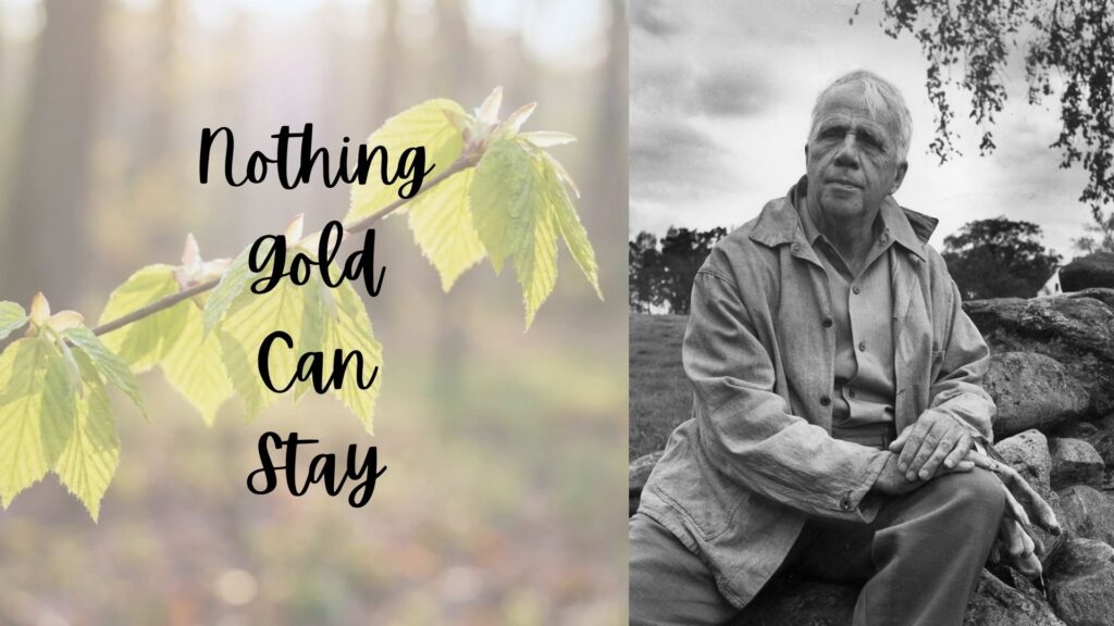 Poem title Nothing Gold Can Stay right side poet sitting on wall.