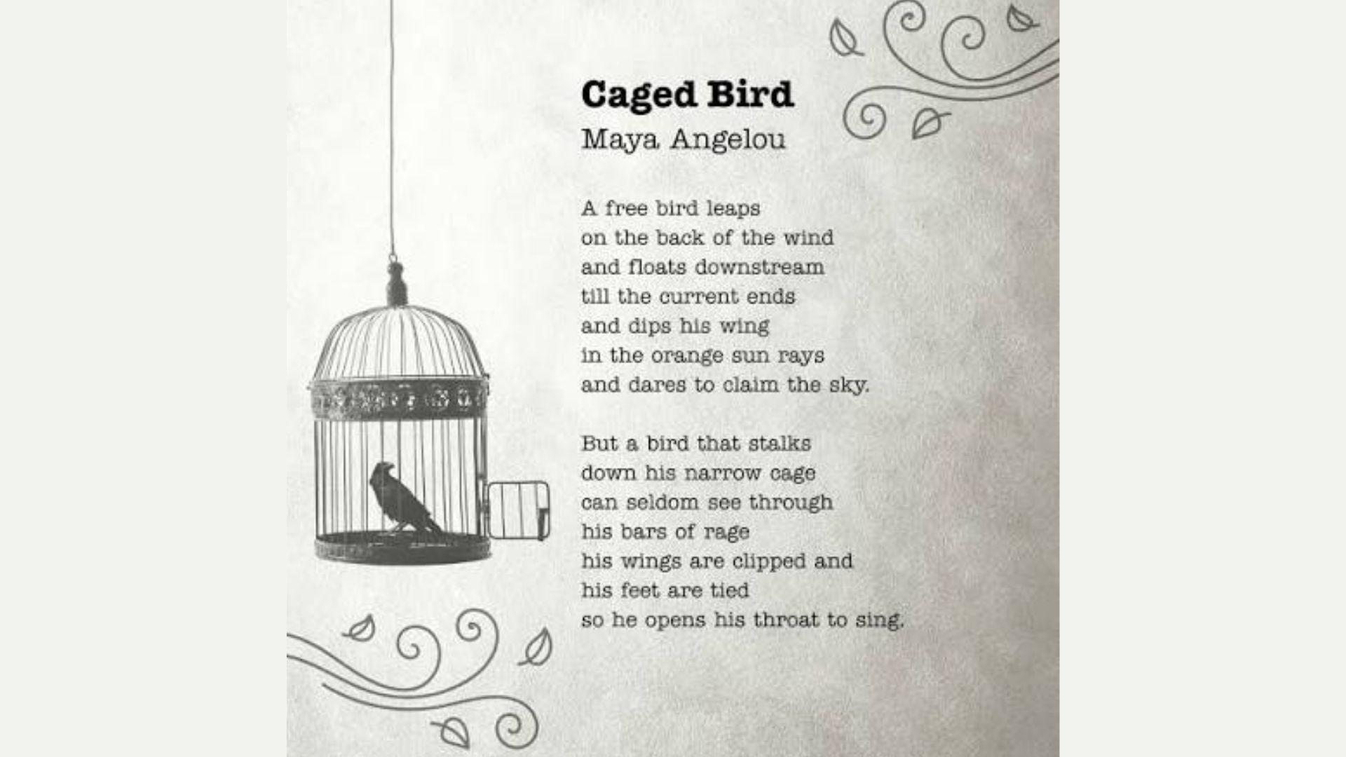 Maya Angelou caged bird whole poem text
