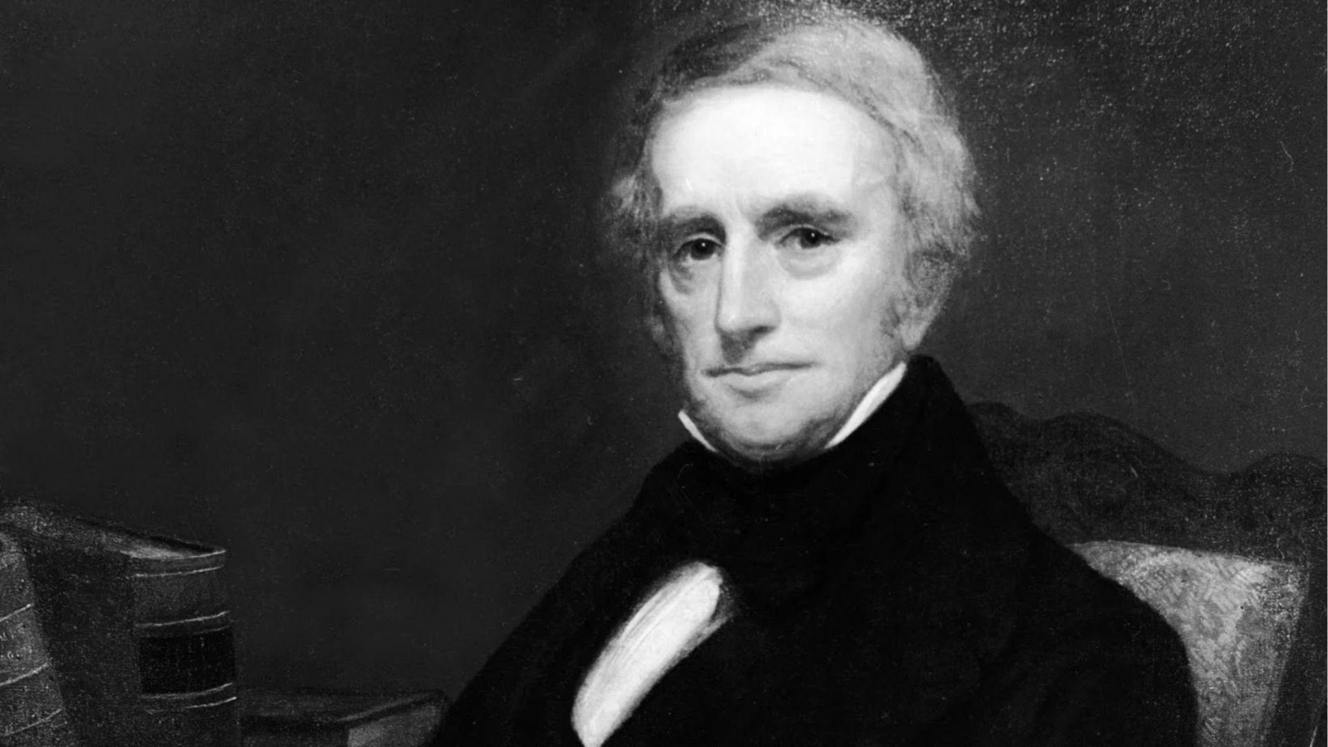 Black and white portrait of writer Clement Clarke Moore seated