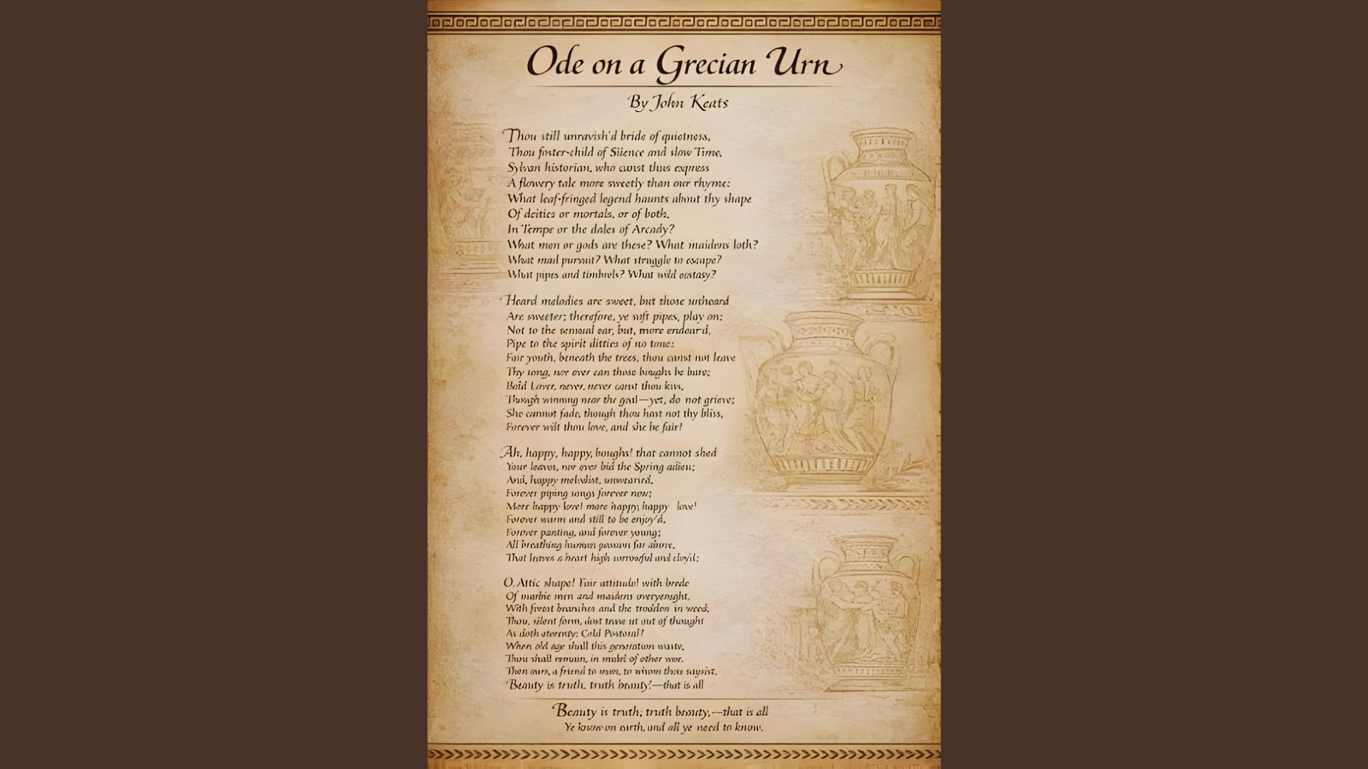 Ancient Greek urn representing John Keats' Ode on a Grecian Urn