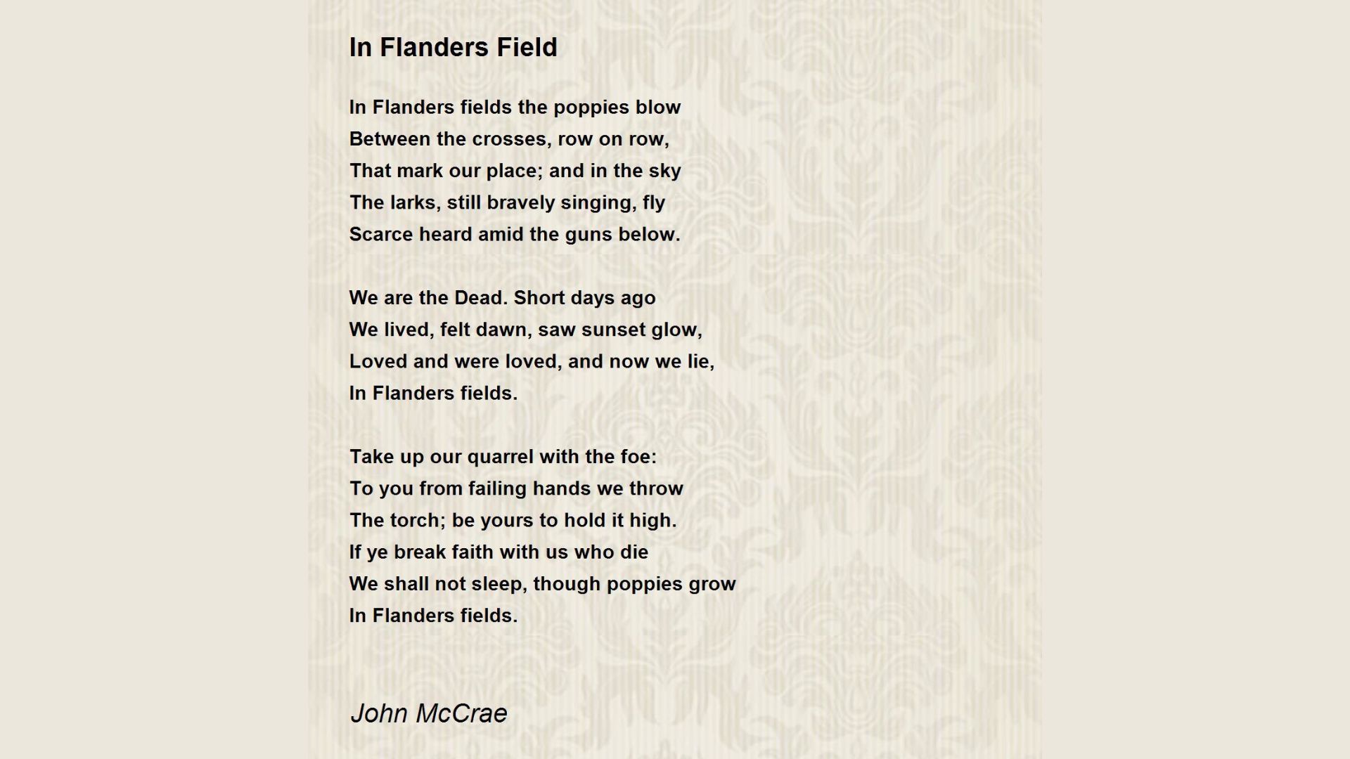 1. “In Flanders Fields” by John McCrae